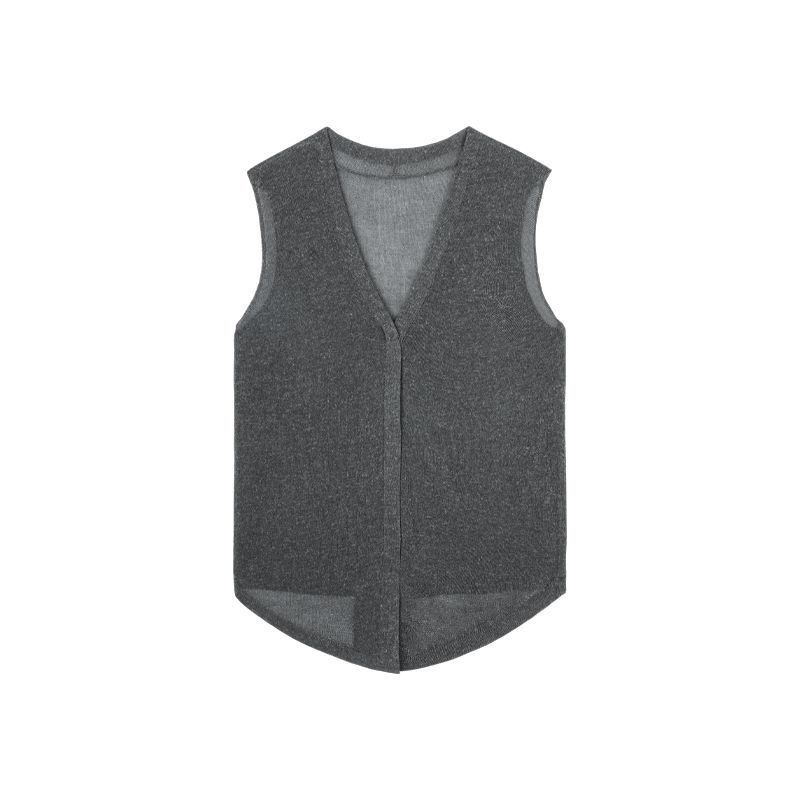 「限量」 老錢風 V領針織無袖上衣 輕薄設計感｜性感知性 通勤百搭