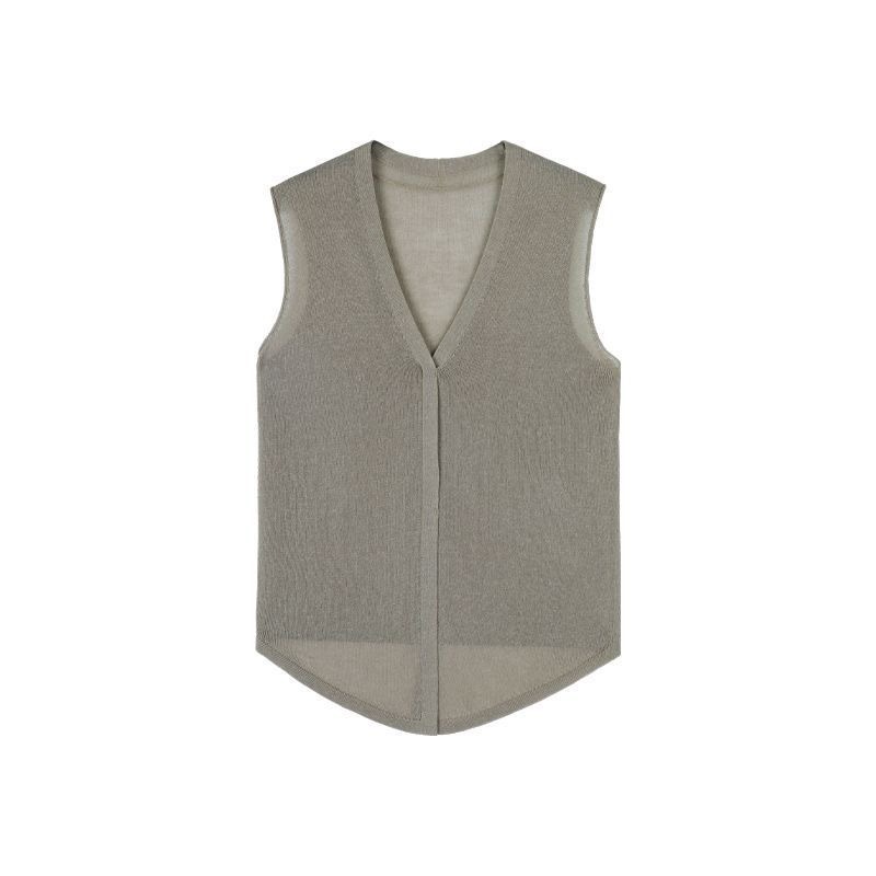 「限量」 老錢風 V領針織無袖上衣 輕薄設計感｜性感知性 通勤百搭