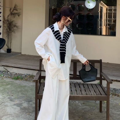 「限量特製款」妮娜自留 休閒氣質老錢風 長袖+長褲+披風套裝 寬鬆百搭 不透色不透肉