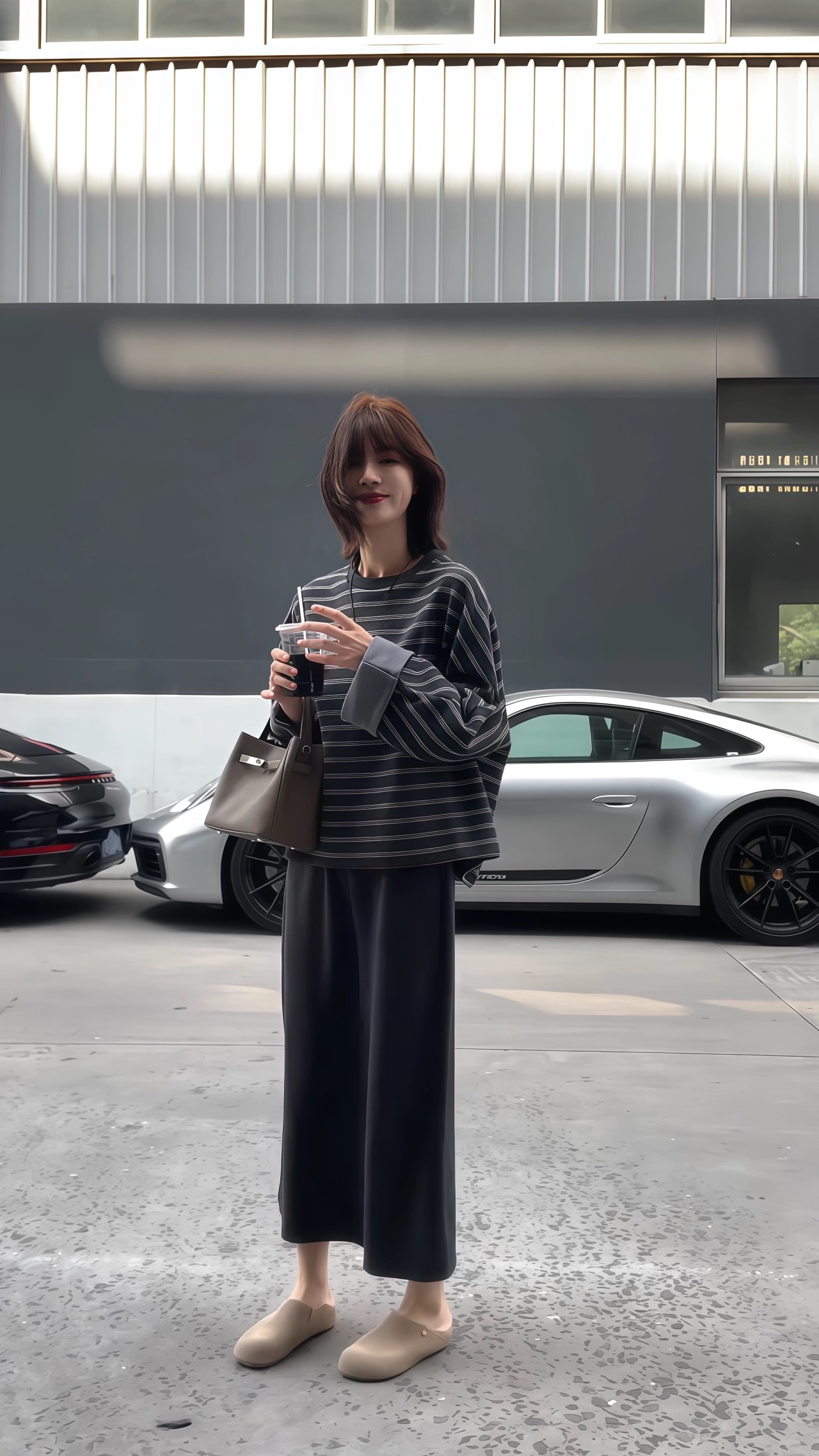 預售10天出貨｜僅售100套 秋冬慵懶風套頭衛衣條紋+休閒半身裙 顯瘦遮肉 溫柔風