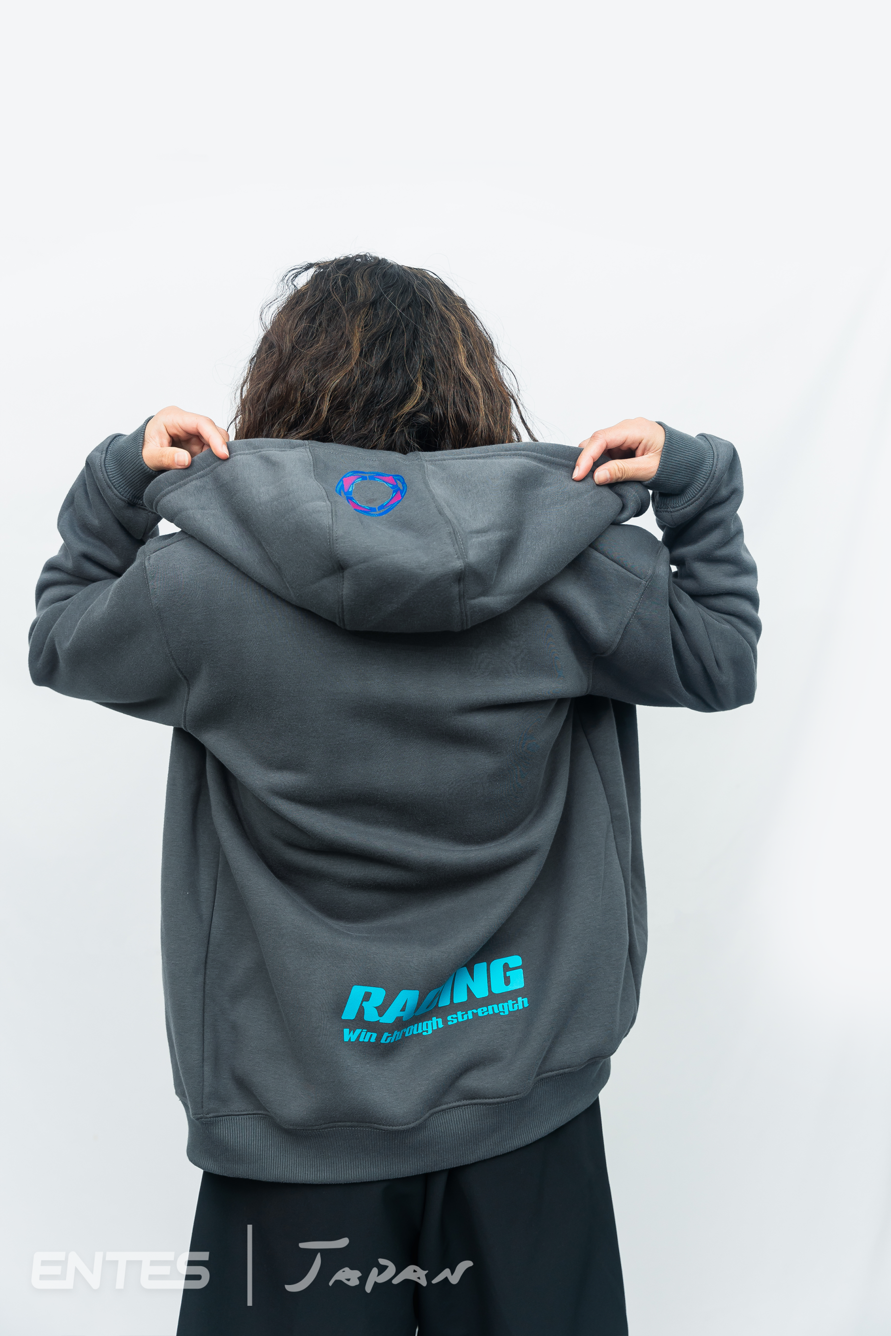 RACINGフード付きフルジップパーカー