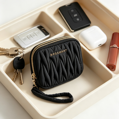 กระเป๋าตังค์ผ้าไนลอน BAGSMART – ช่องซิปคู่กันน้ำพร้อมสายคล้องมือ