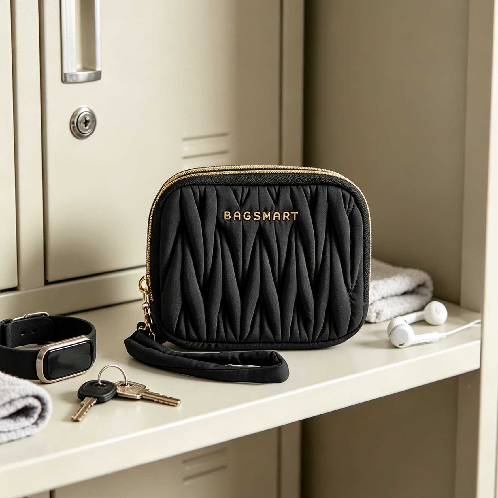 กระเป๋าตังค์ผ้าไนลอน BAGSMART – ช่องซิปคู่กันน้ำพร้อมสายคล้องมือ