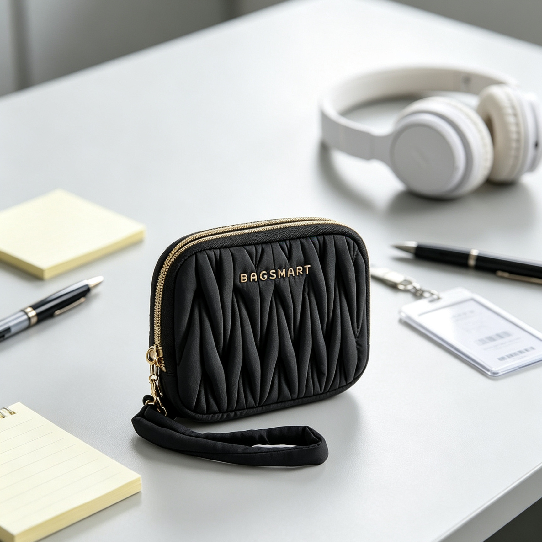 กระเป๋าตังค์ผ้าไนลอน BAGSMART – ช่องซิปคู่กันน้ำพร้อมสายคล้องมือ