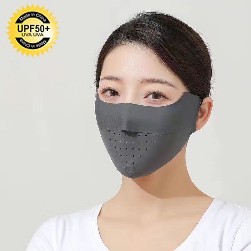 หน้ากากกันแดดผ้าไอซ์ซิลค์ (Face Mask UV) | ไร้รอยต่อ ระบายอากาศ 3 มิติ | หายใจสะดวก เนื้อผ้าเย็นสบาย ไม่เลอะเครื่องสำอาง | กันรังสี UV 100%
