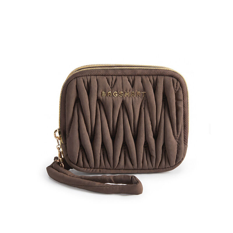 กระเป๋าตังค์ผ้าไนลอน BAGSMART – ช่องซิปคู่กันน้ำพร้อมสายคล้องมือ