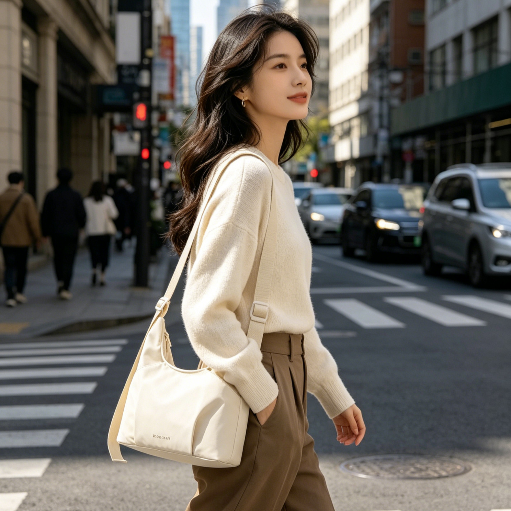 กระเป๋าสะพายข้างใบใหญ่ Multi-Pockets | จุของได้เยอะ น้ำหนักเบา | ดีไซน์มินิมอล แมทช์ง่าย | กระเป๋าไปเรียน ไปทำงาน ไปเที่ยว