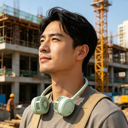 พัดลมคล้องคอไร้ใบพัด พัดลมพกพาชาร์จ USB ทำงานเงียบ น้ำหนักเบา แบตเตอรี่ใช้งานได้นาน