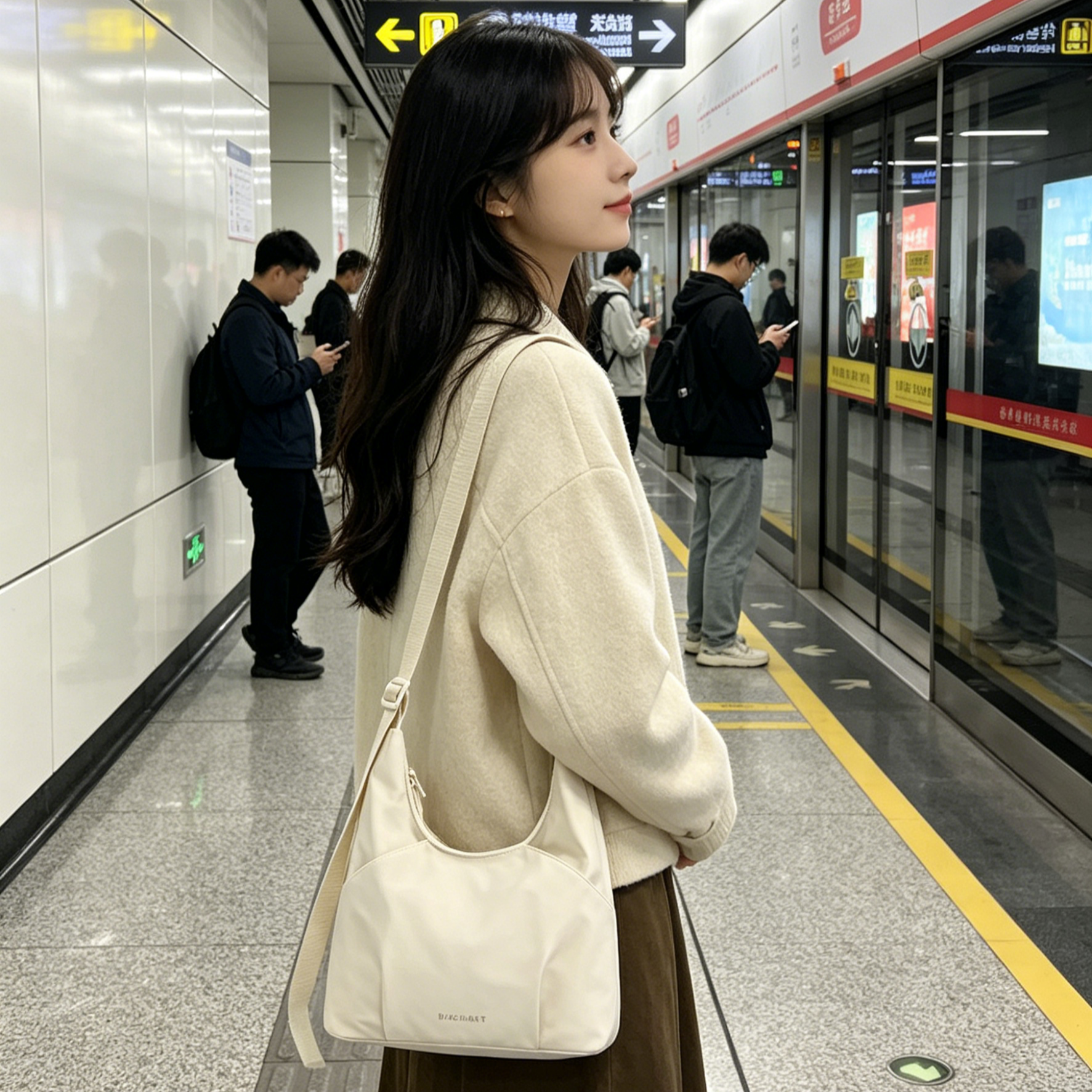 กระเป๋าสะพายข้างใบใหญ่ Multi-Pockets | จุของได้เยอะ น้ำหนักเบา | ดีไซน์มินิมอล แมทช์ง่าย | กระเป๋าไปเรียน ไปทำงาน ไปเที่ยว
