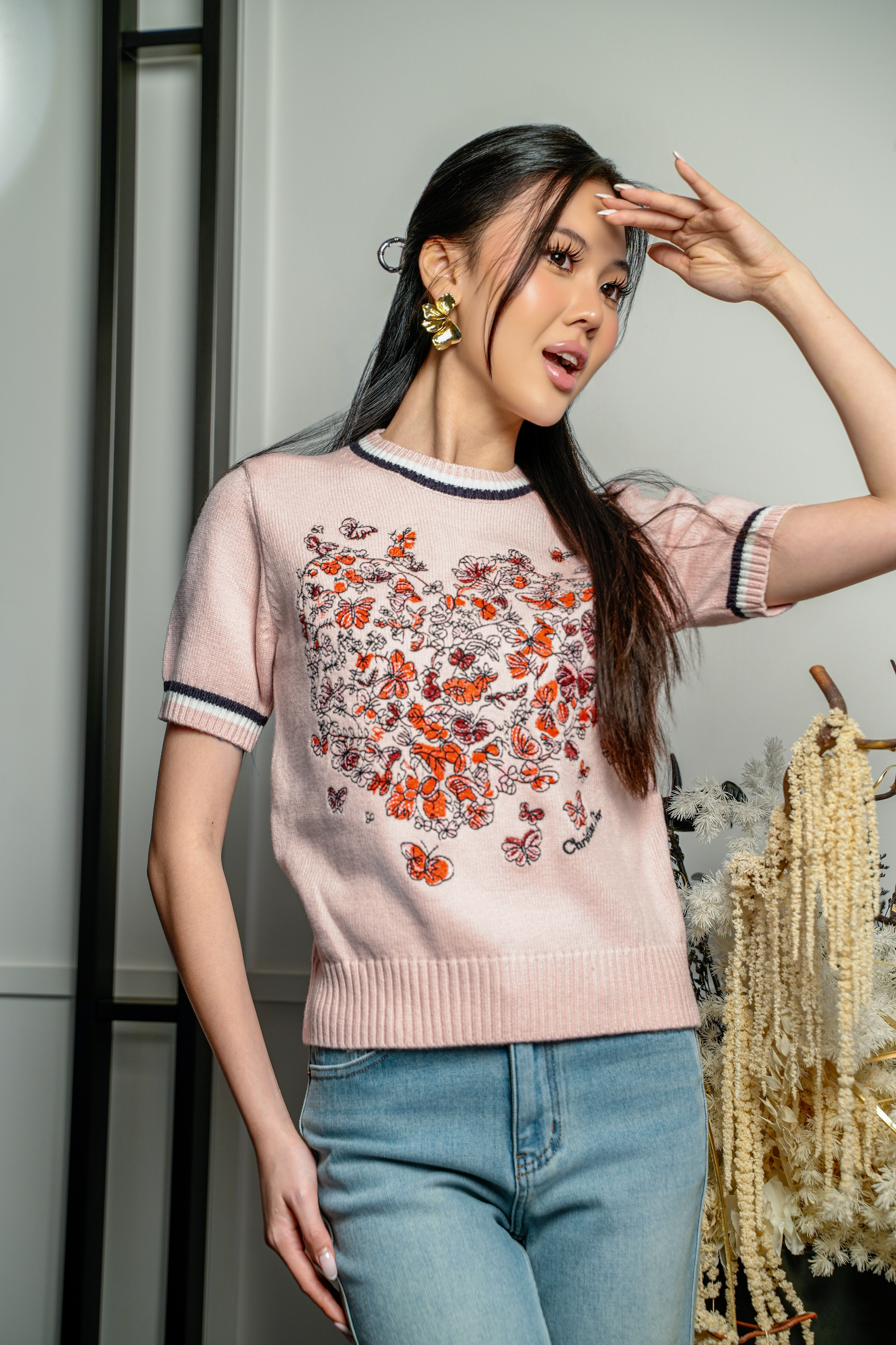Soft Bloom Embroidered Knit Top MC2165