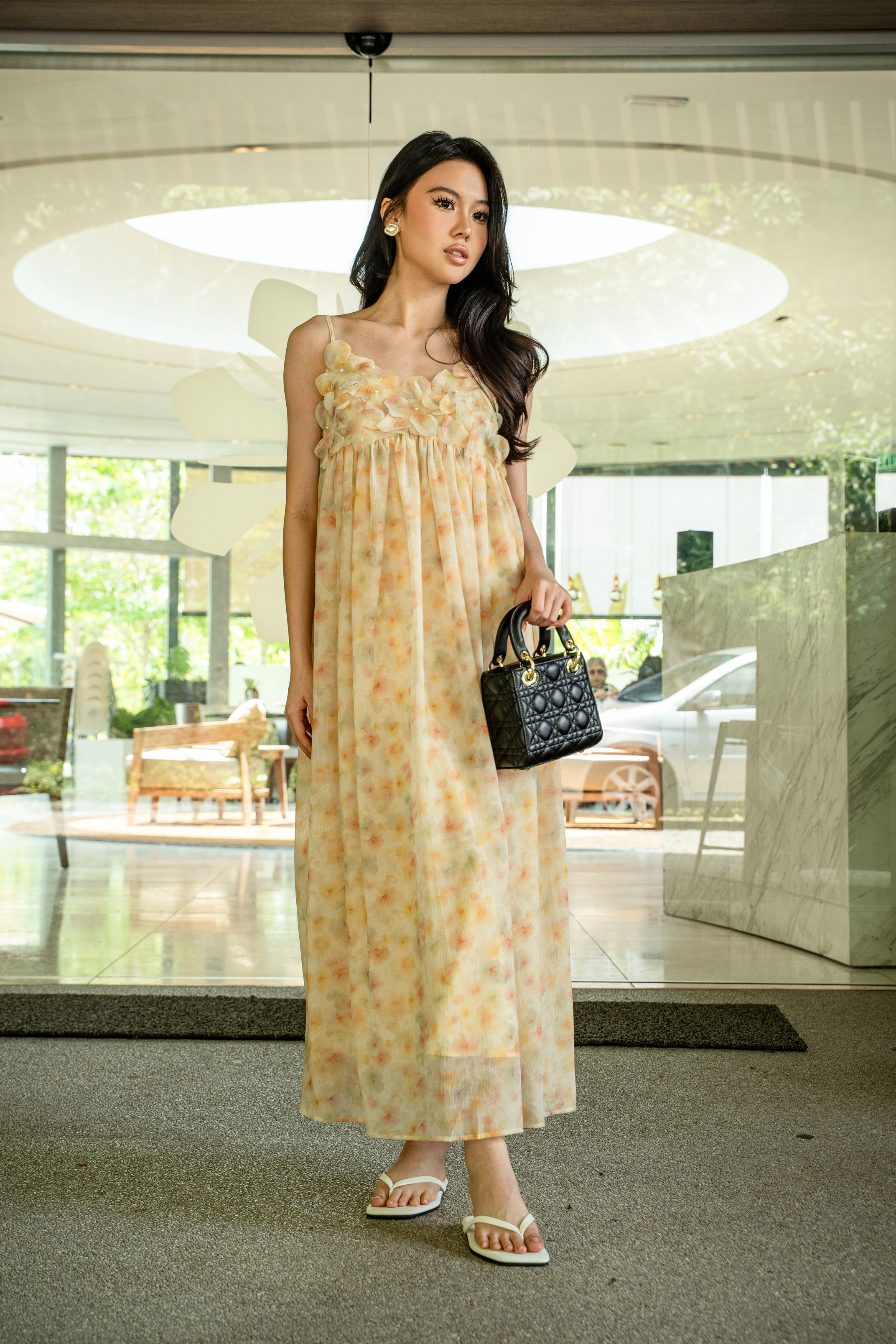 Petal Detail Chiffon Maxi Dress MC2140