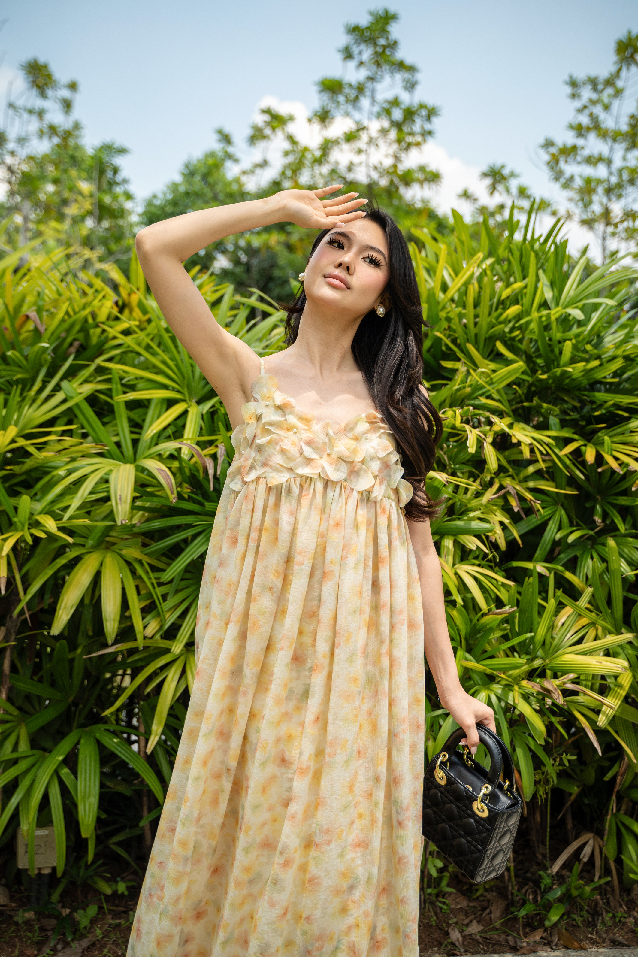 Petal Detail Chiffon Maxi Dress MC2140