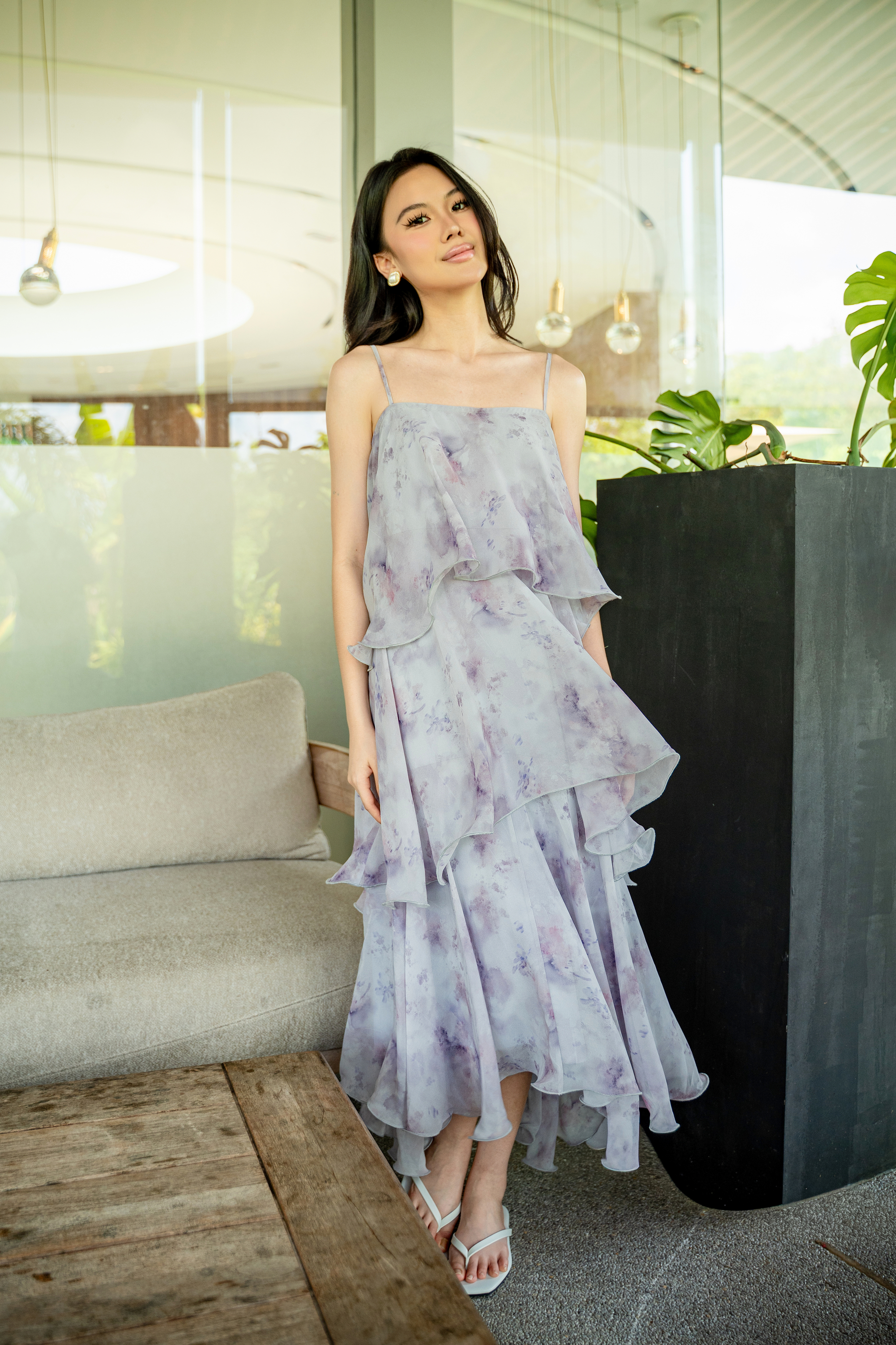 Layered Cascade Midi Dress MC2139