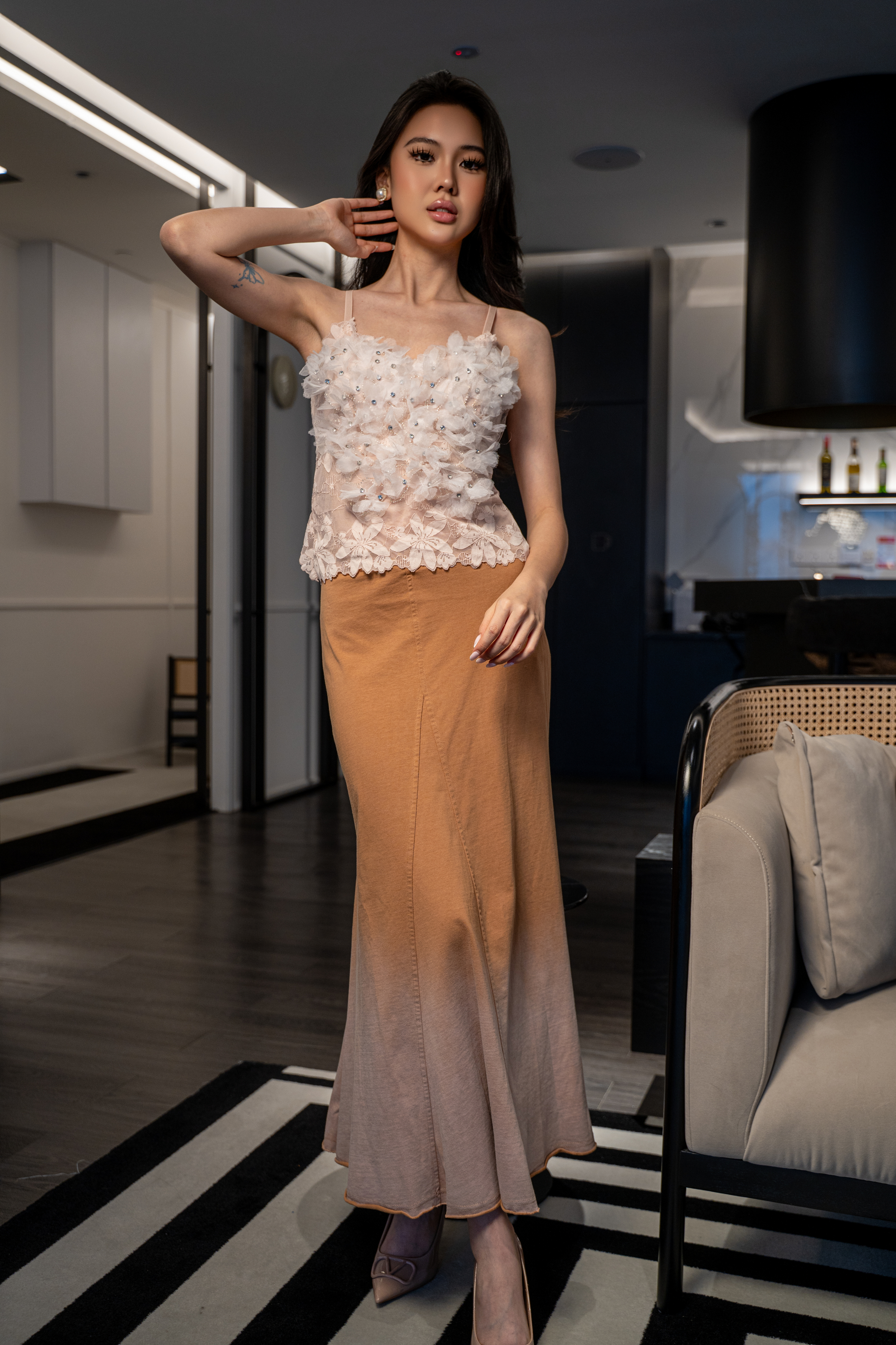 Bias Flared Midi Skirt MC2120
