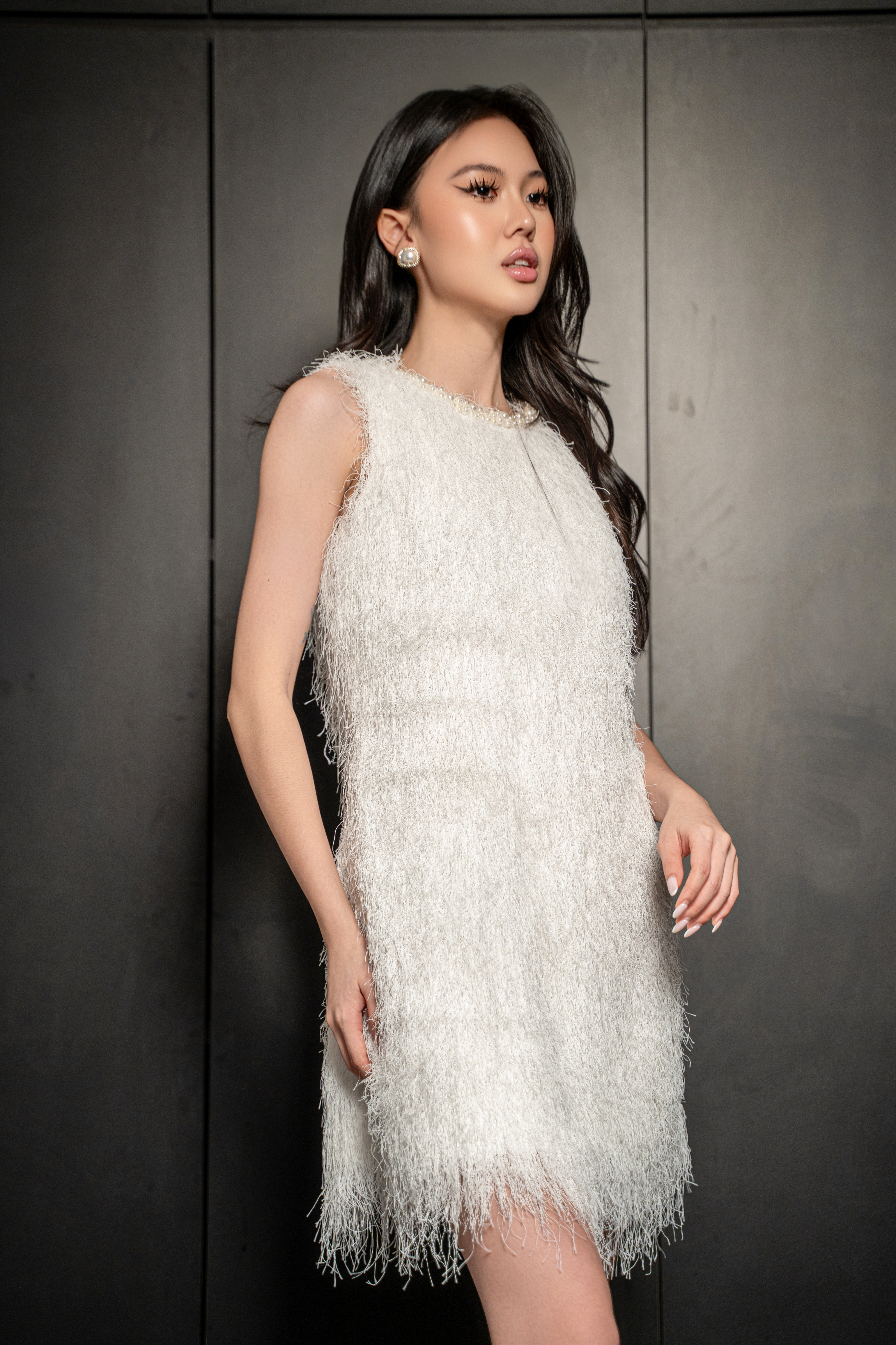 Feather Texture Sleeveless Dress MC2157