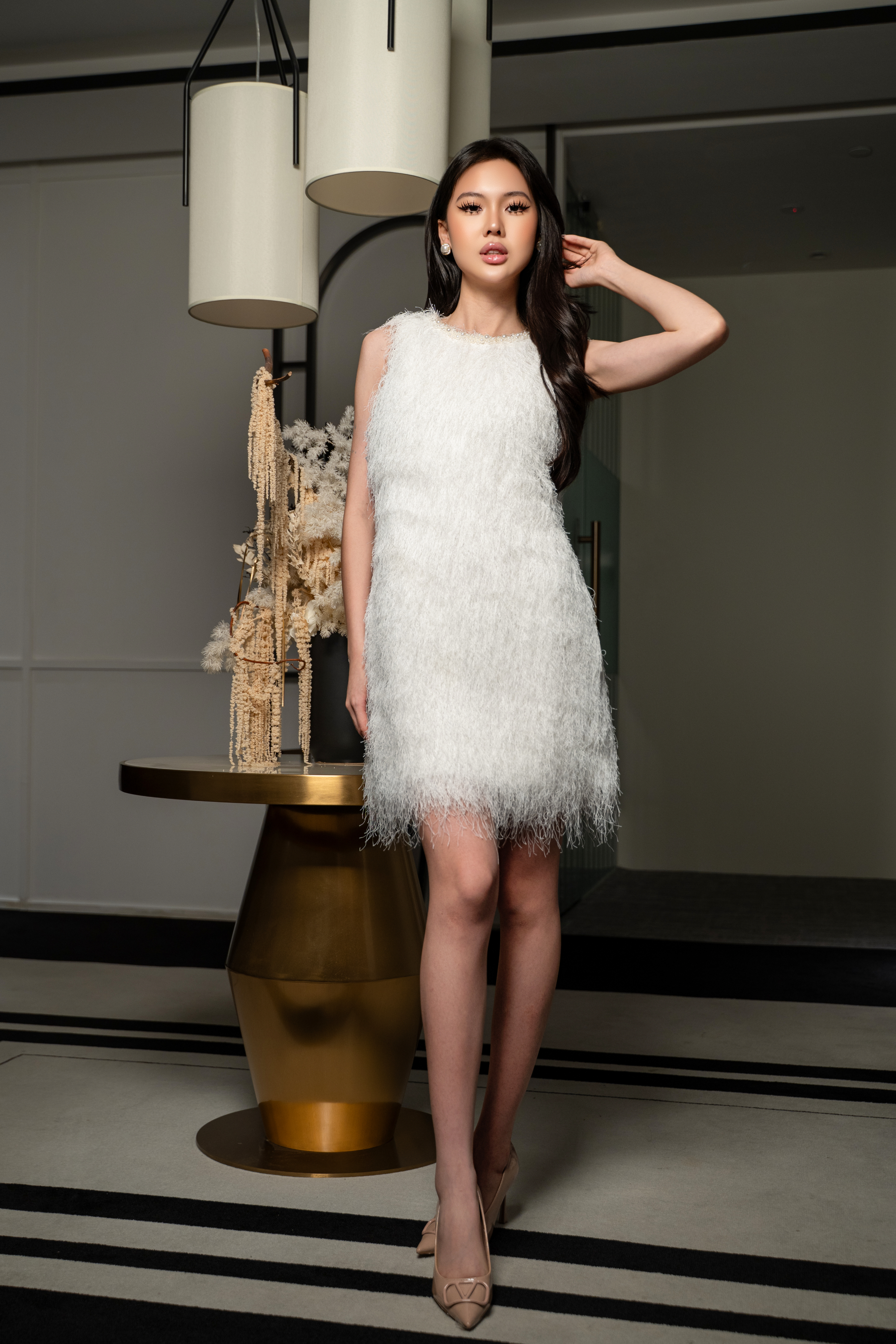 Feather Texture Sleeveless Dress MC2157