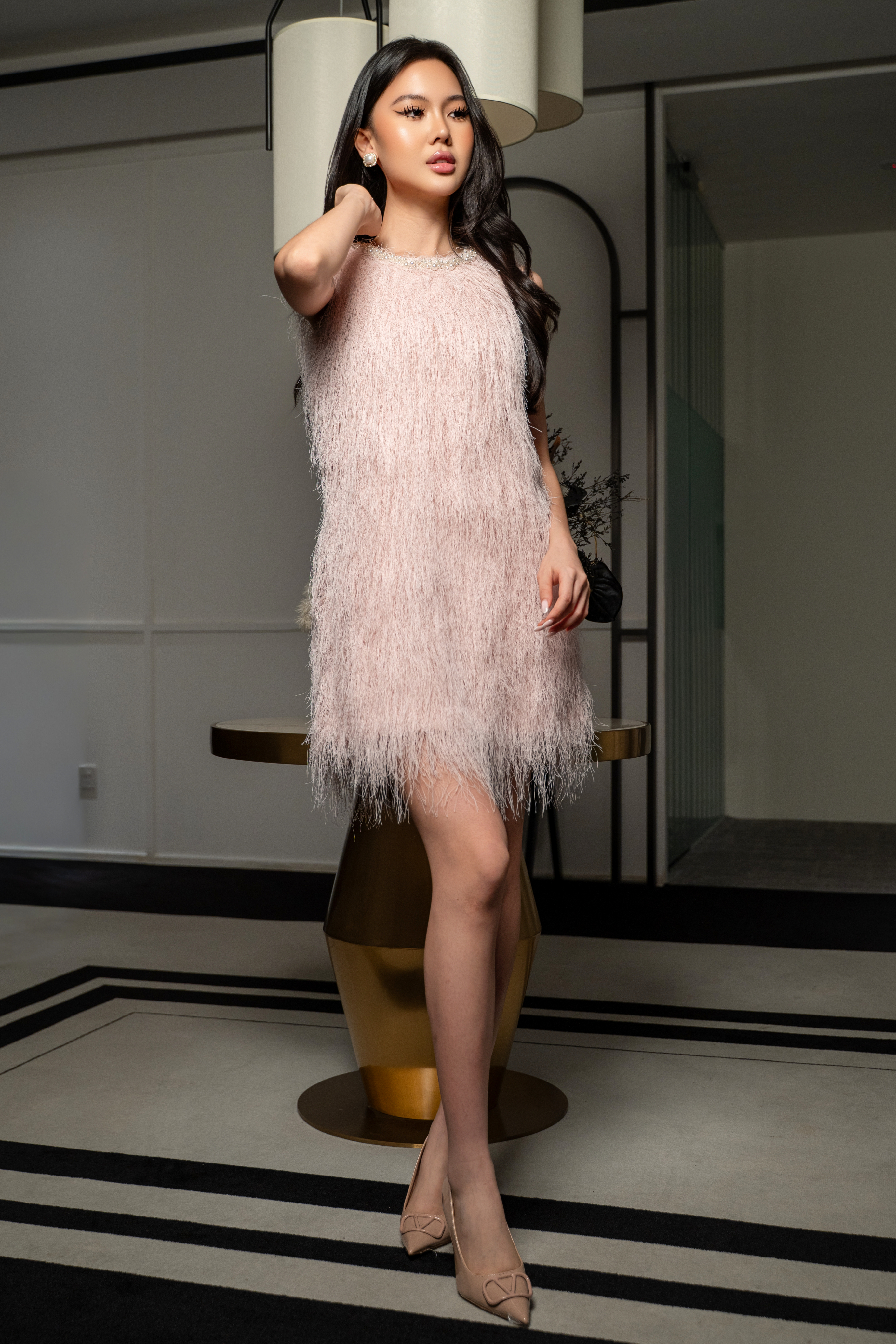 Feather Texture Sleeveless Dress MC2157