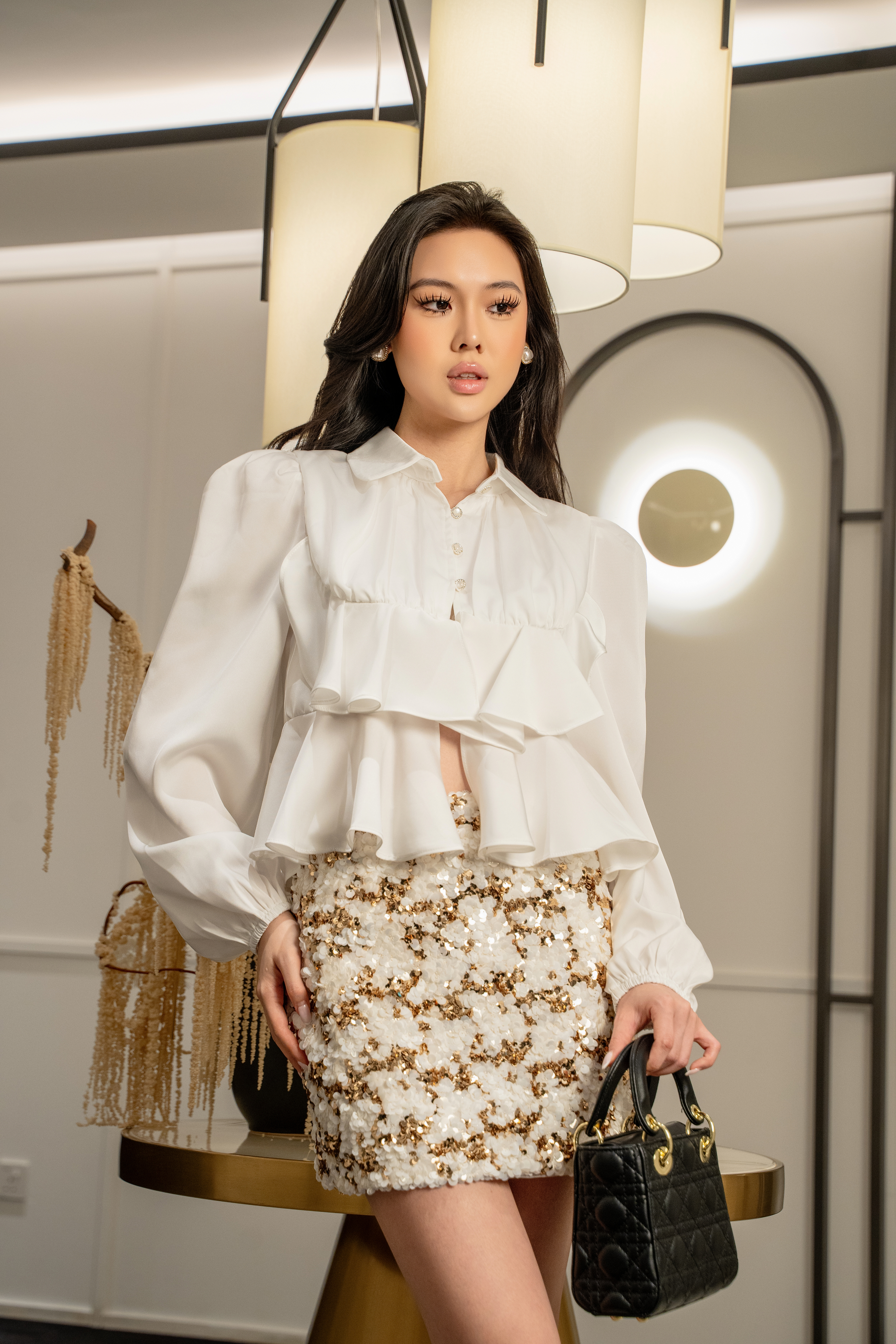 Textured Sequin Mini Skirt MC2155