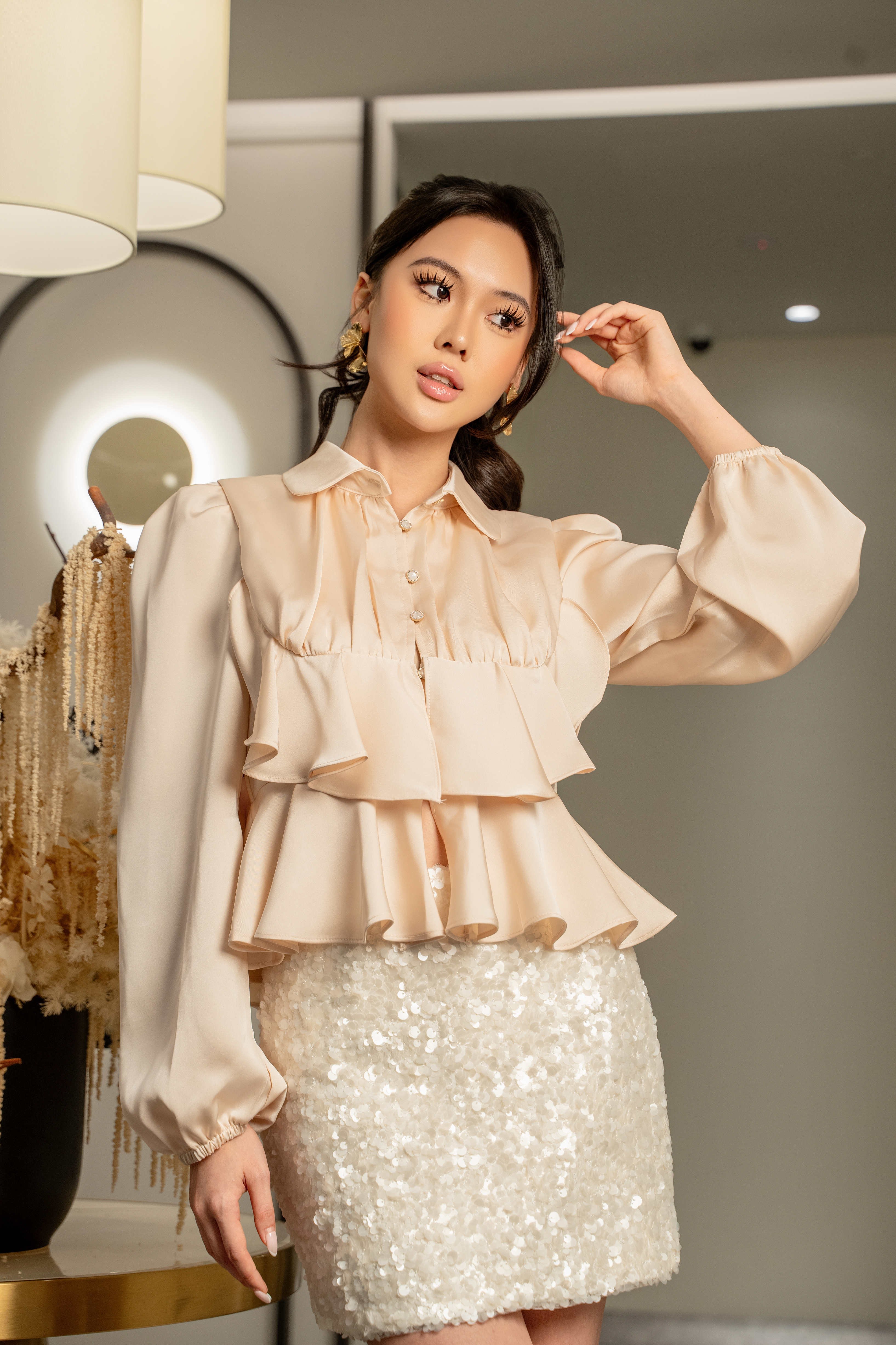 Soft Ruffle Button Blouse MC2152