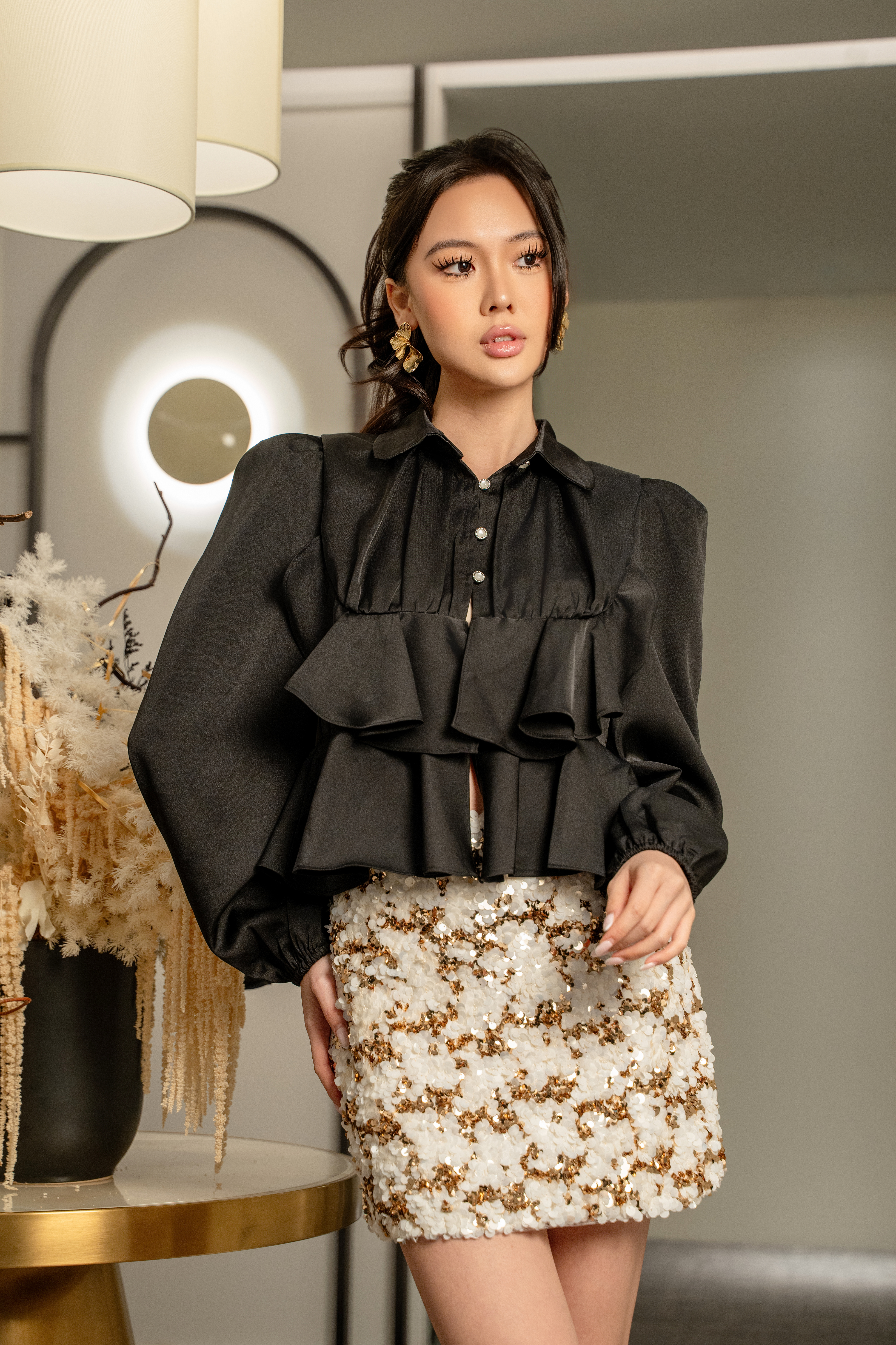 Soft Ruffle Button Blouse MC2152