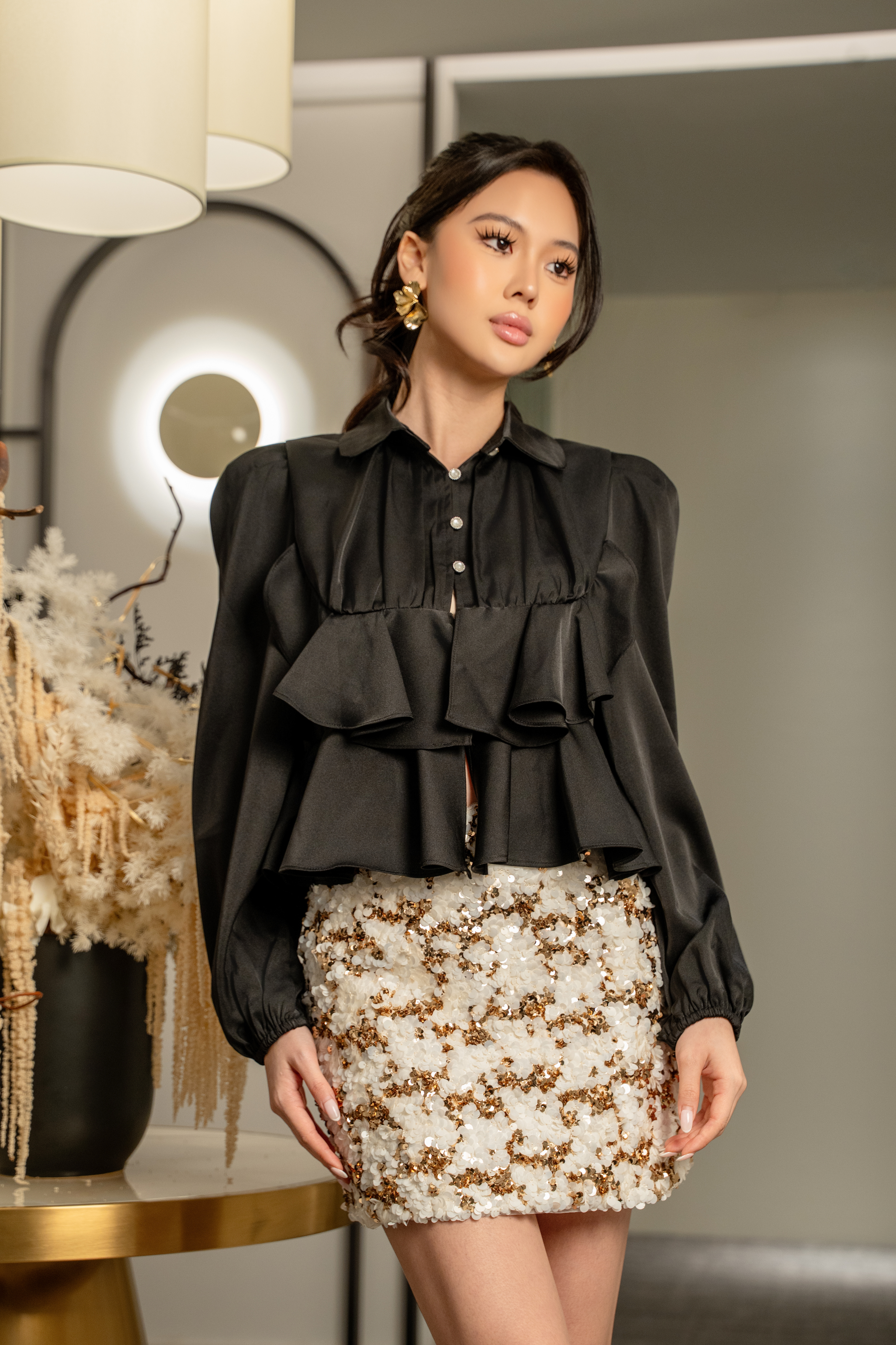 Textured Sequin Mini Skirt MC2155