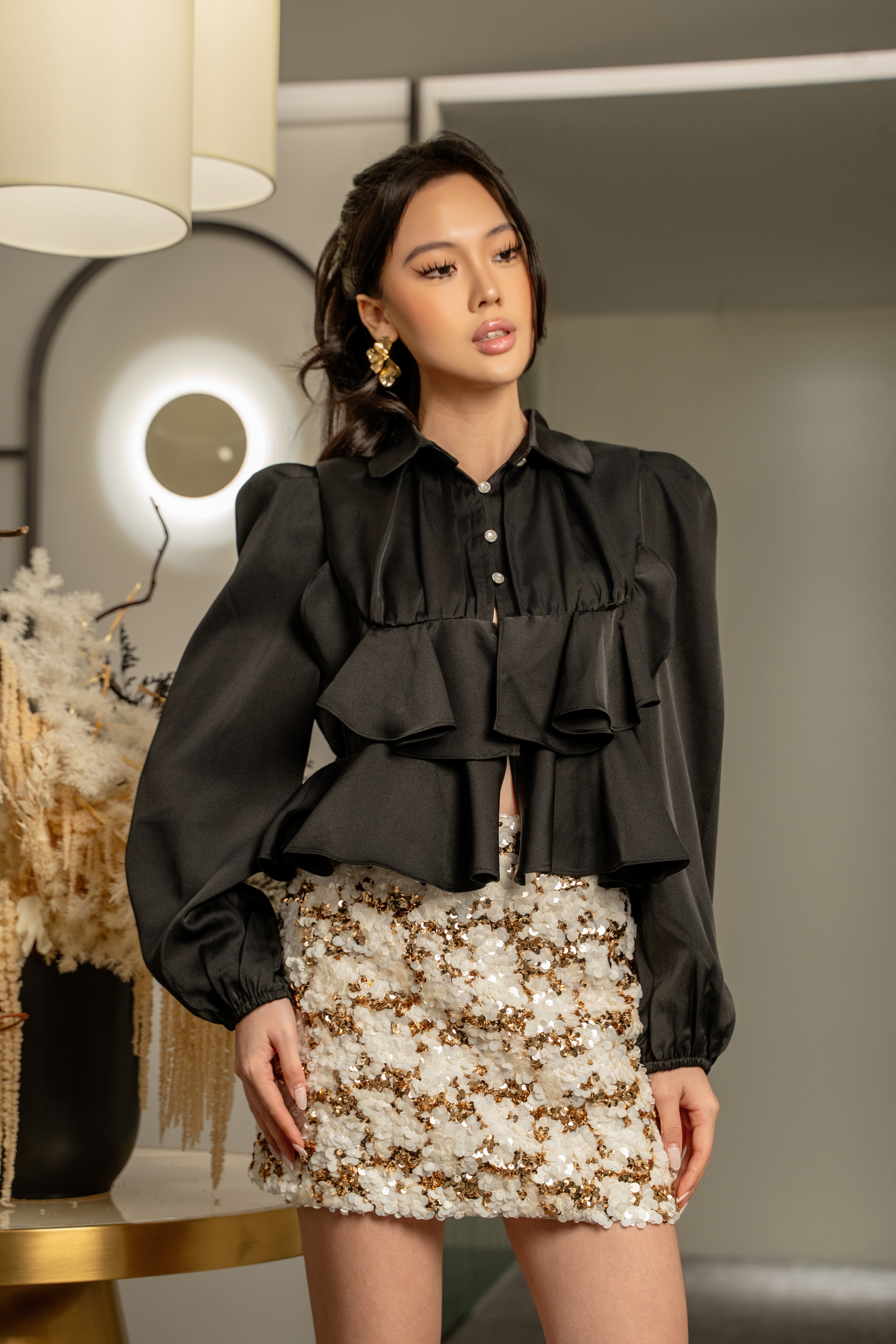 Soft Ruffle Button Blouse MC2152