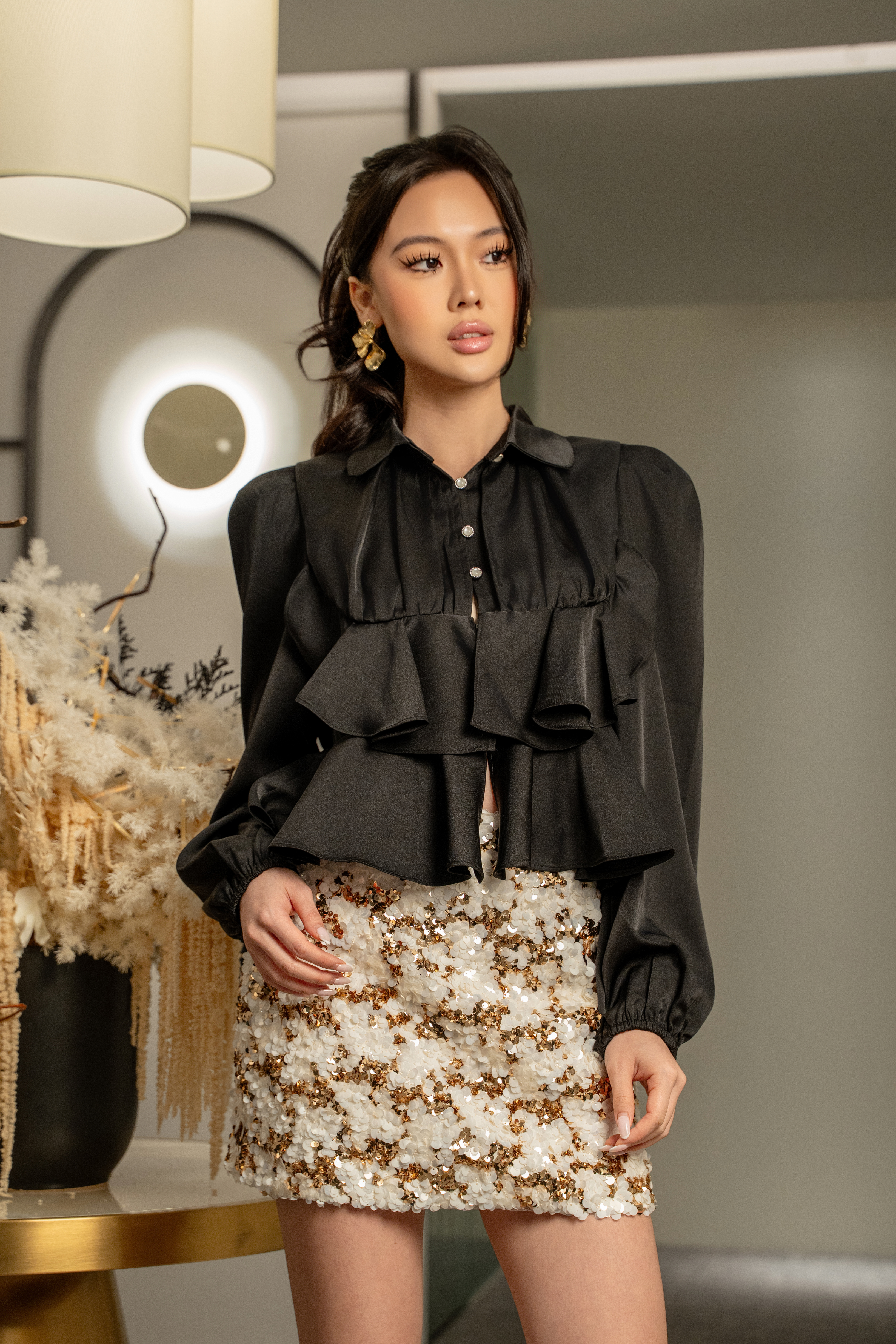 Soft Ruffle Button Blouse MC2152