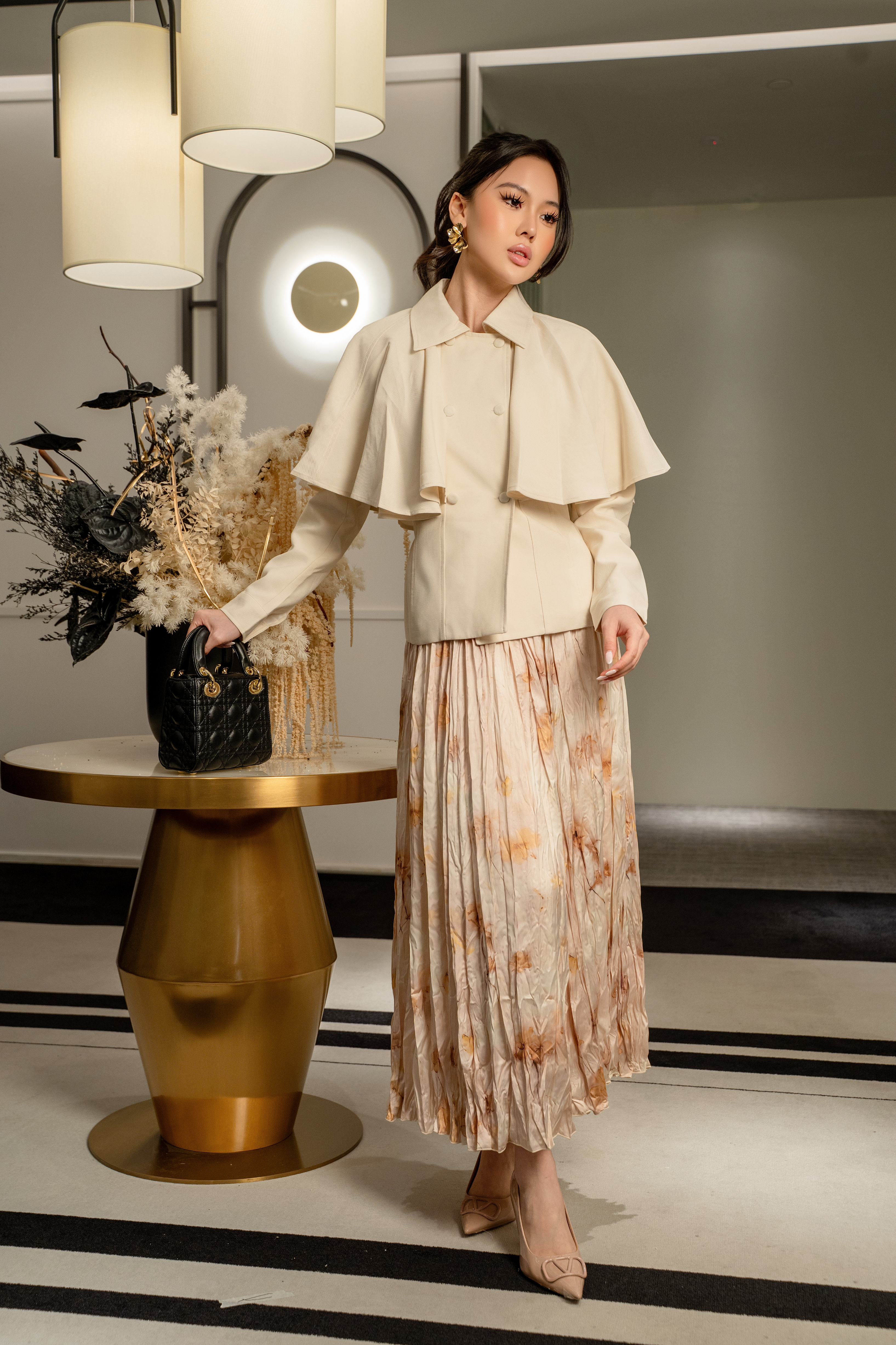 Floral Pleated Midi Skirt MC2158