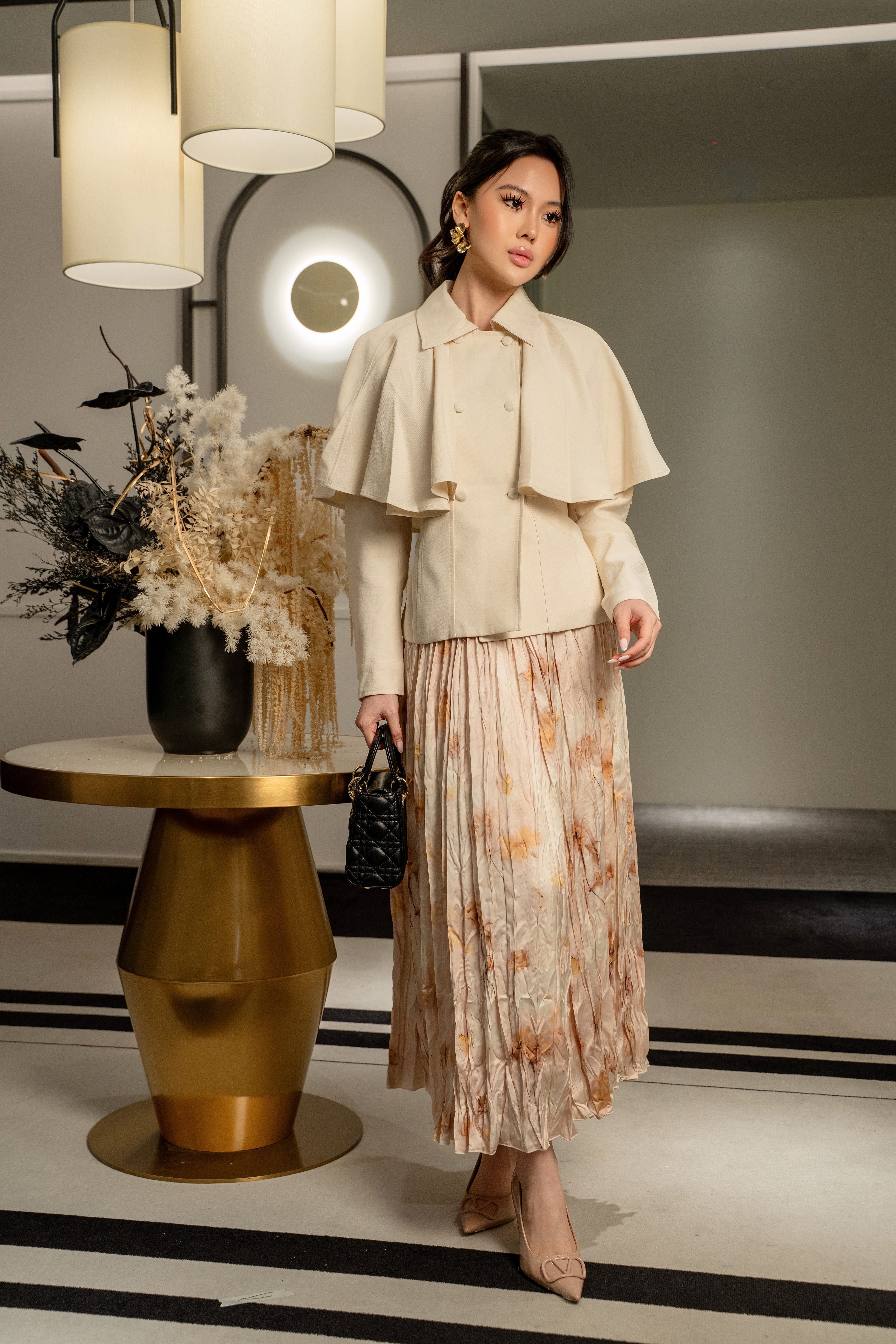 Floral Pleated Midi Skirt MC2158