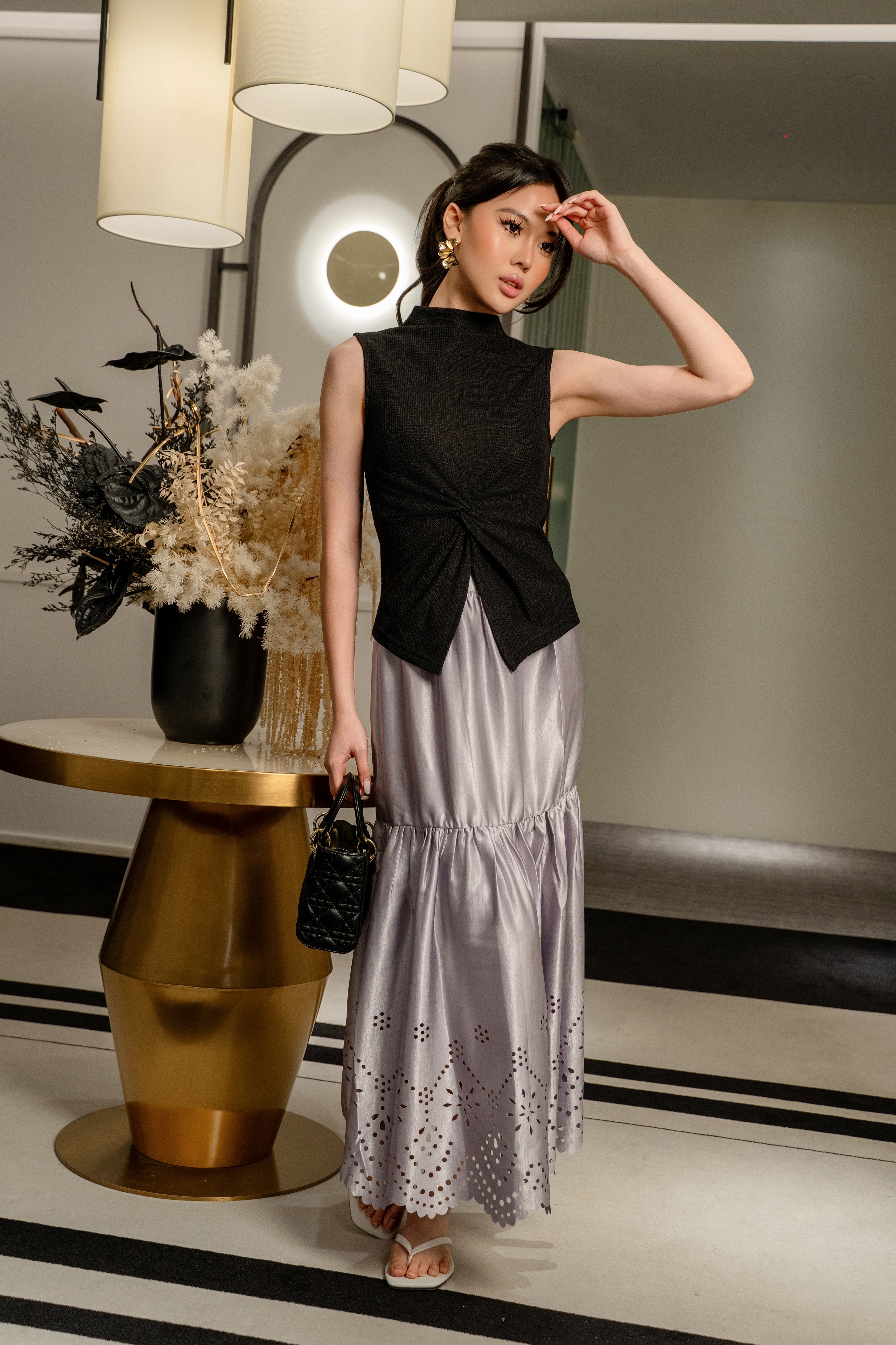 Ruched Side Knit Fitted Top MC2148
