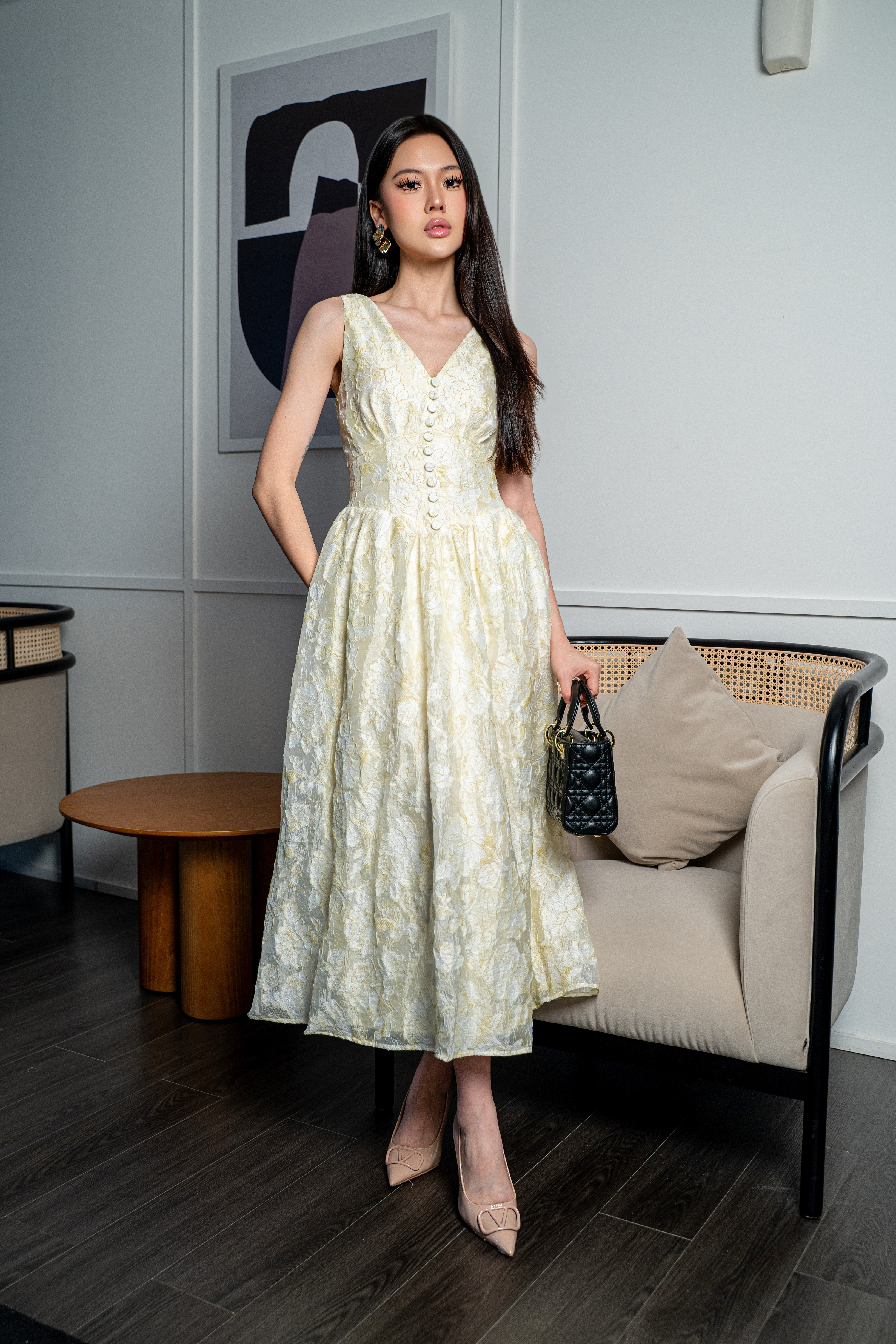 Elora Mist Floral Midi Dress MC2166
