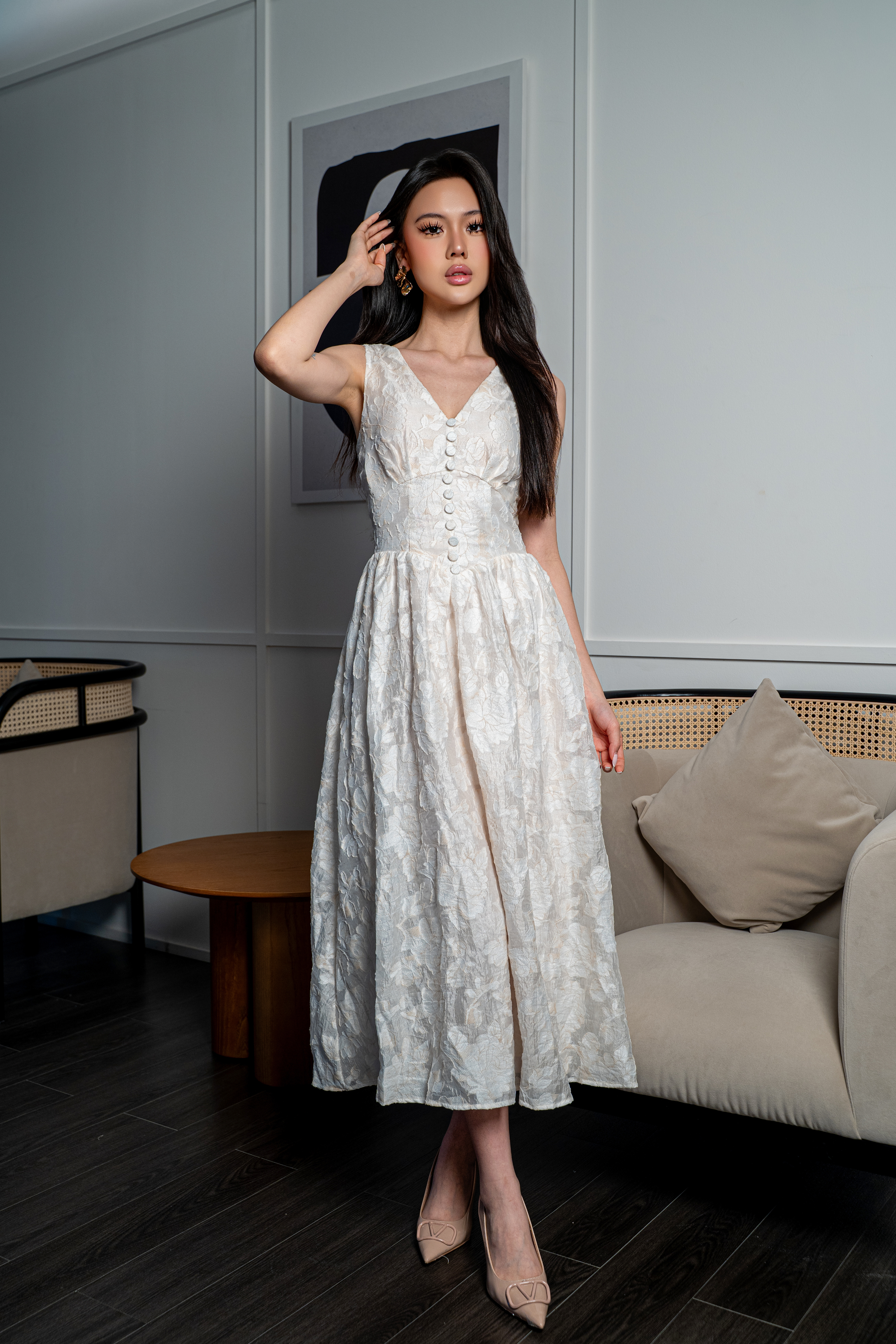 Elora Mist Floral Midi Dress MC2166