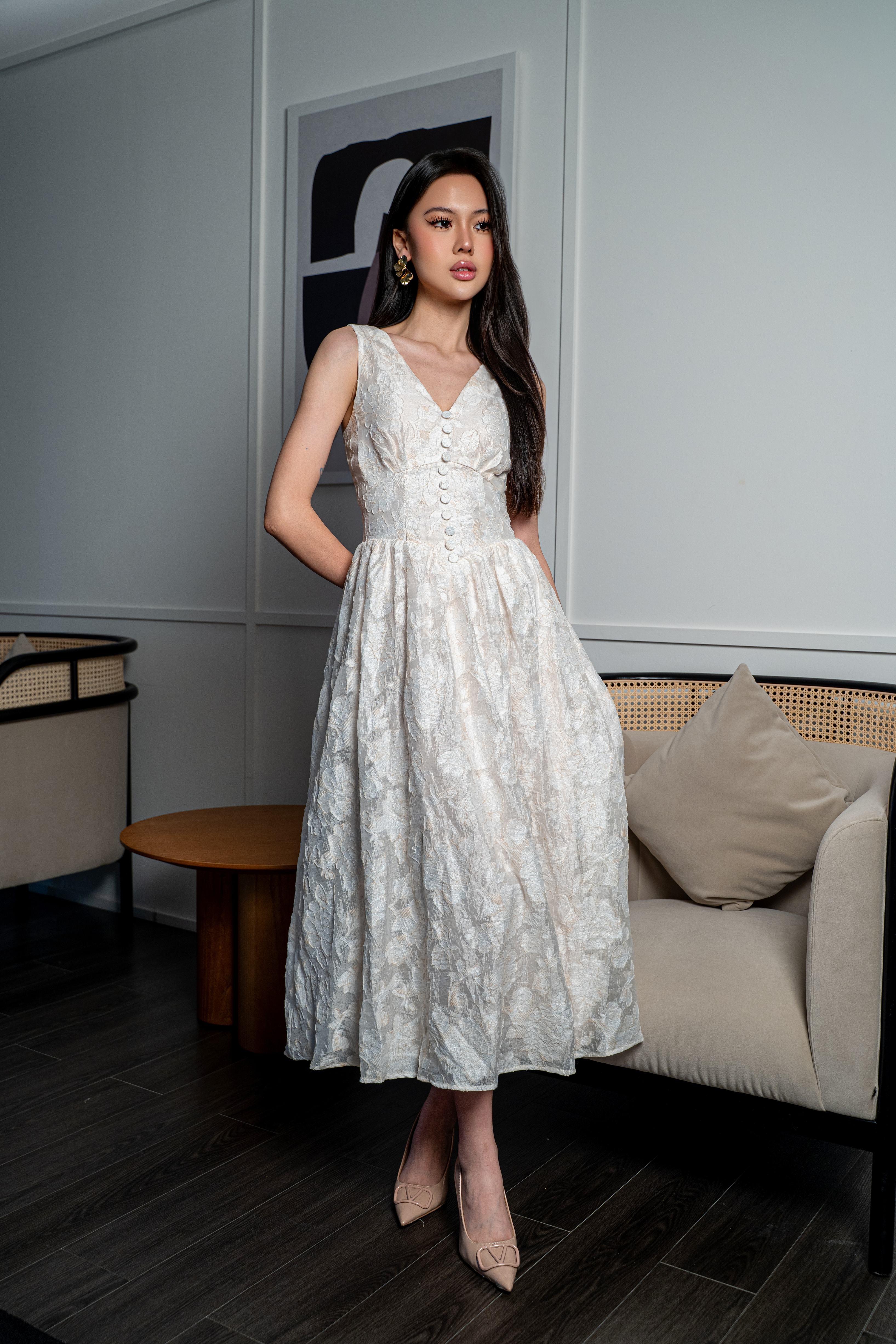 Elora Mist Floral Midi Dress MC2166