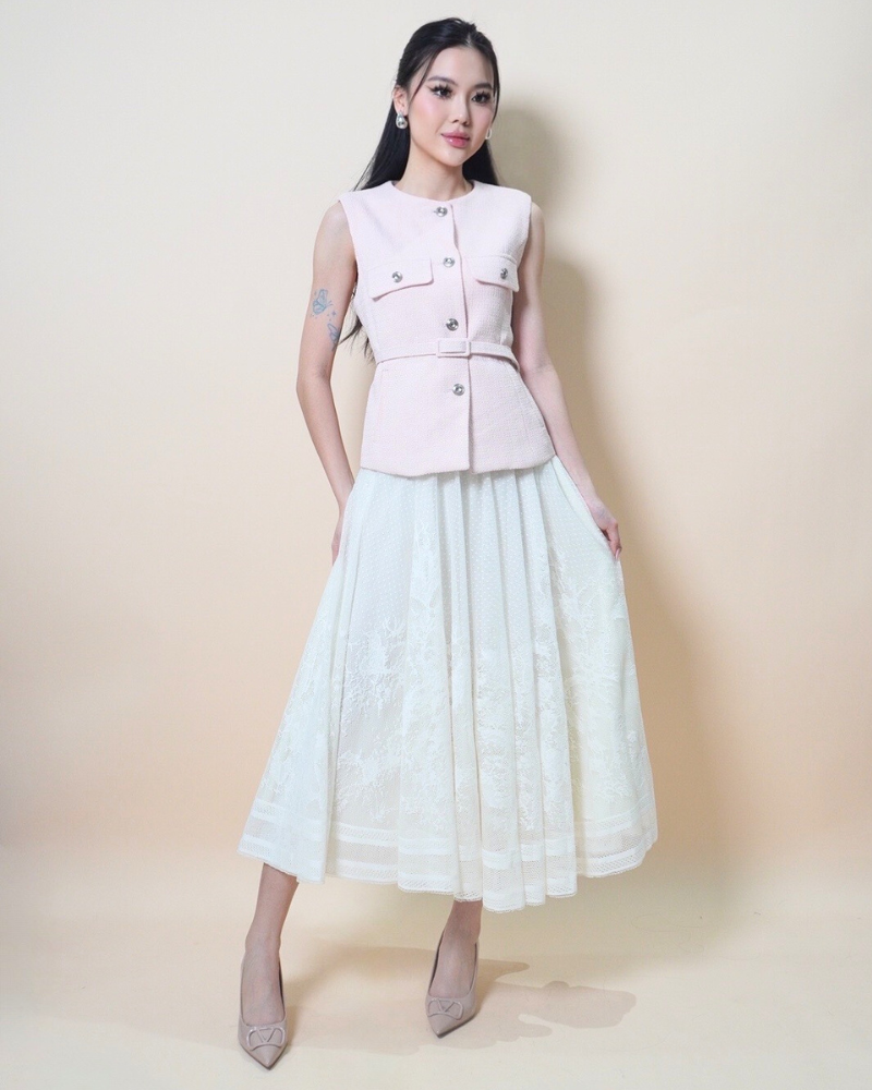 Ivory Bouclé Vest CC1026
