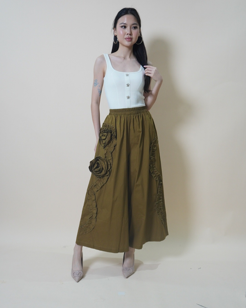 Ivory Buttoned Tank CC711