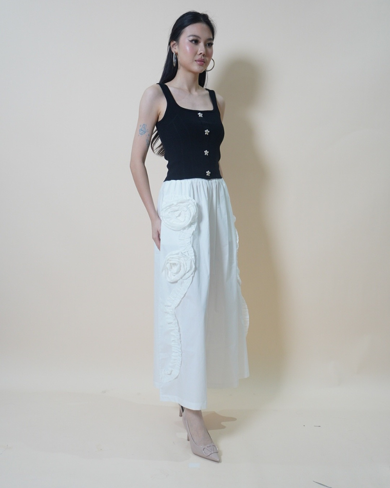 Ivory Buttoned Tank CC711