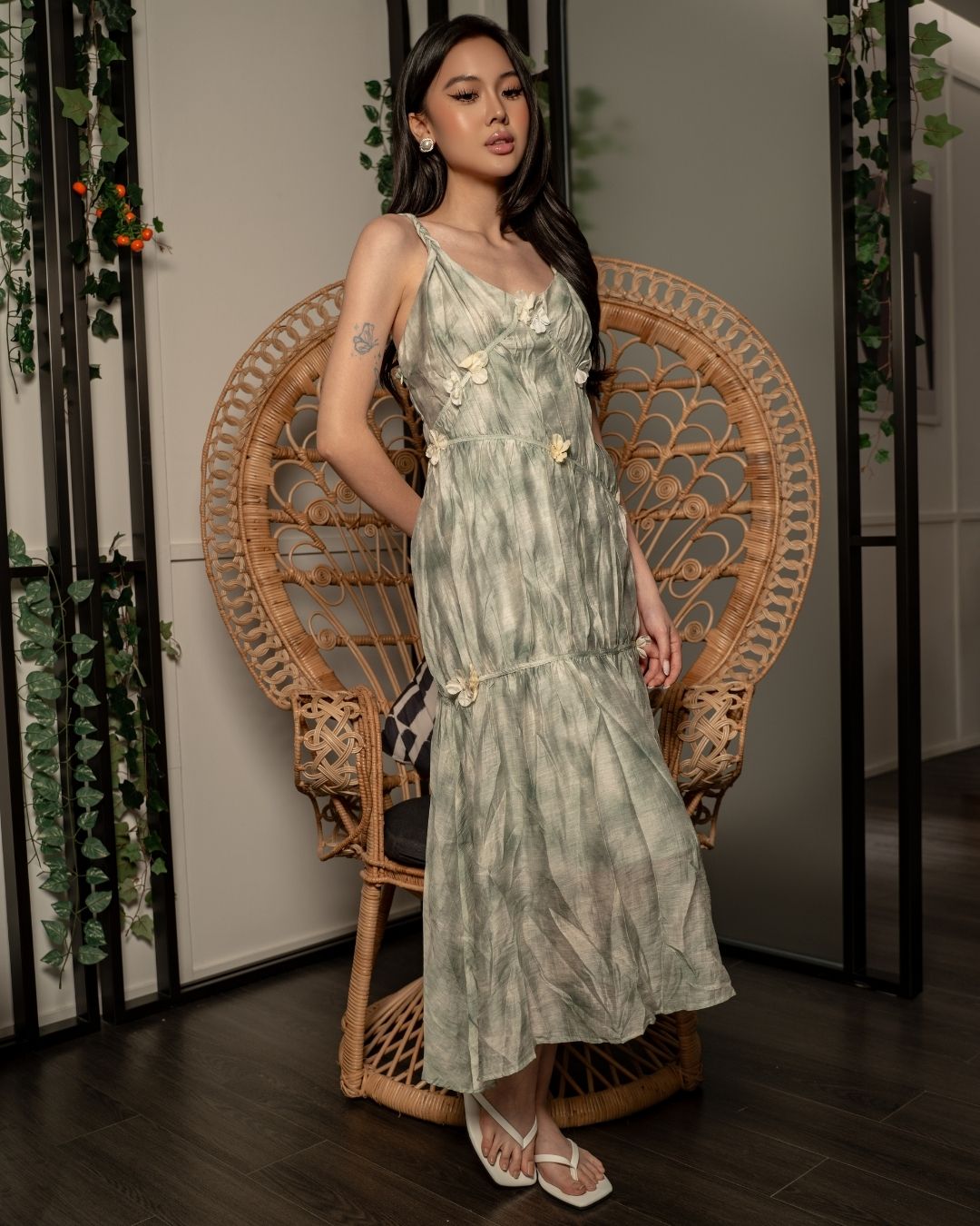 Textured Floral Strap Dress MC2145