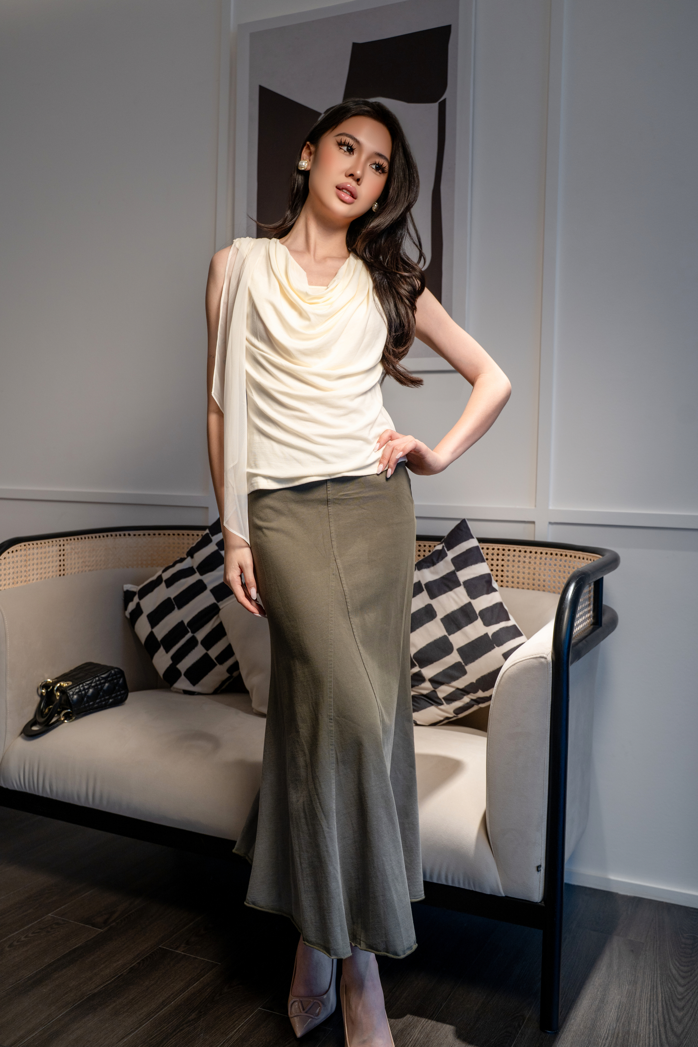 Bias Flared Midi Skirt MC2120
