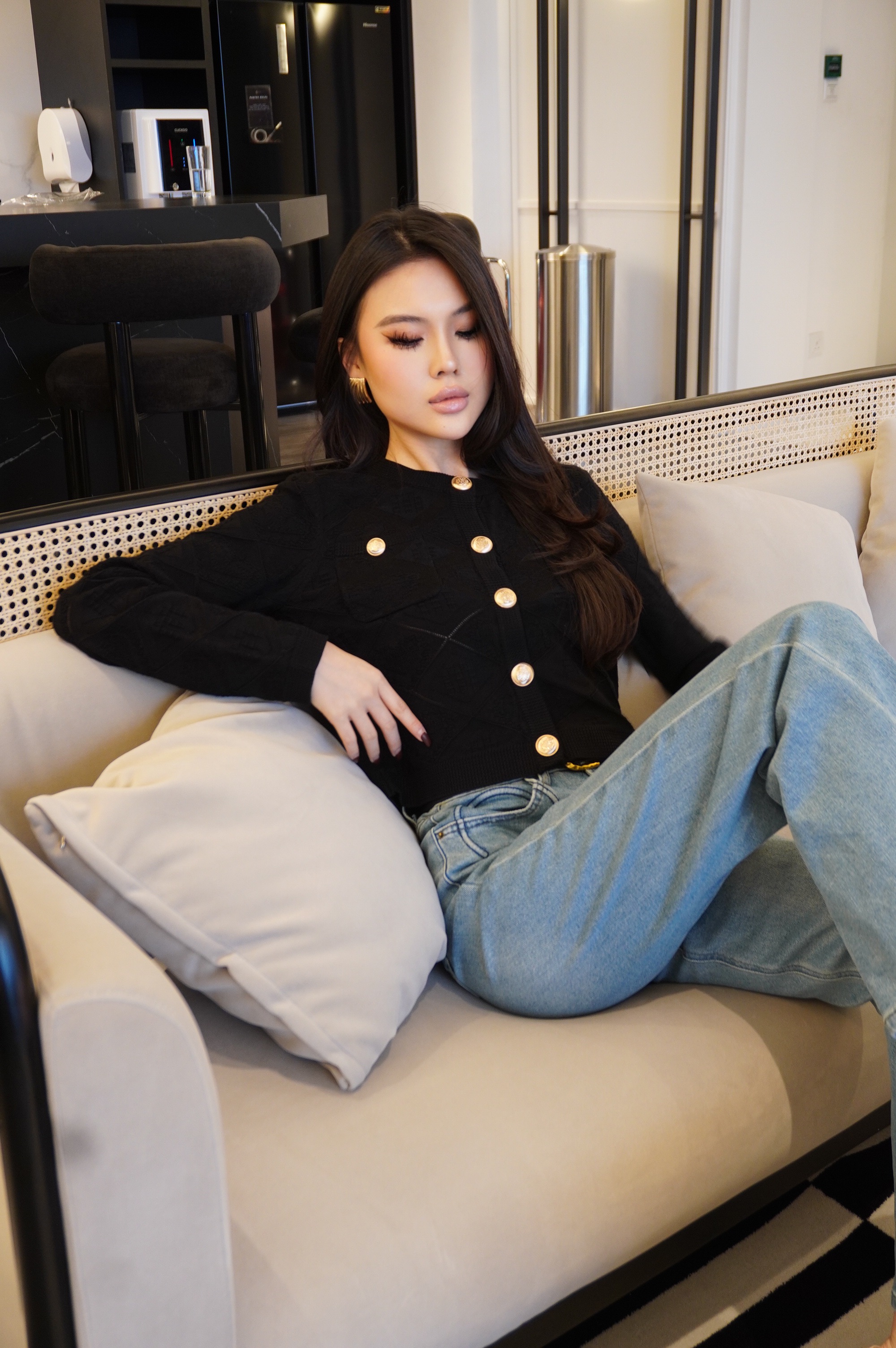 Luxe Buttoned Hoodie Top MC2056