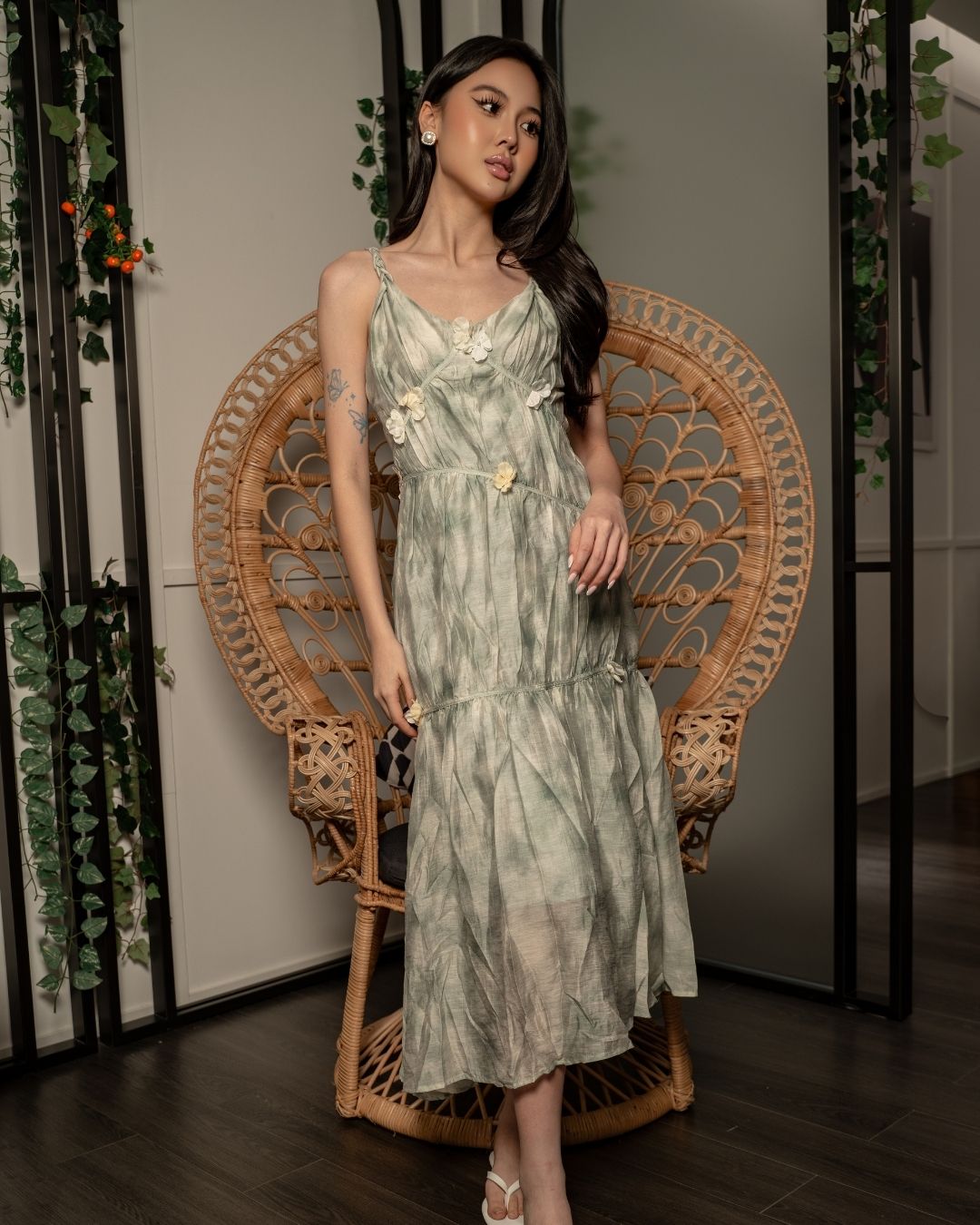 Textured Floral Strap Dress MC2145