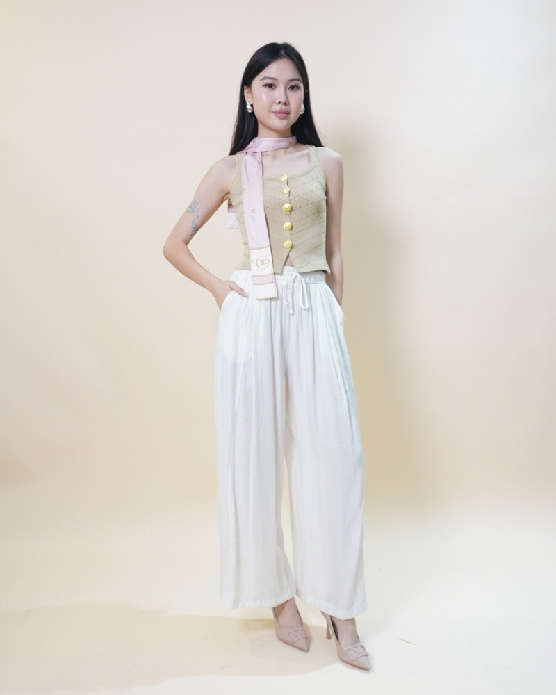 Button Accent Knit Tank CC726