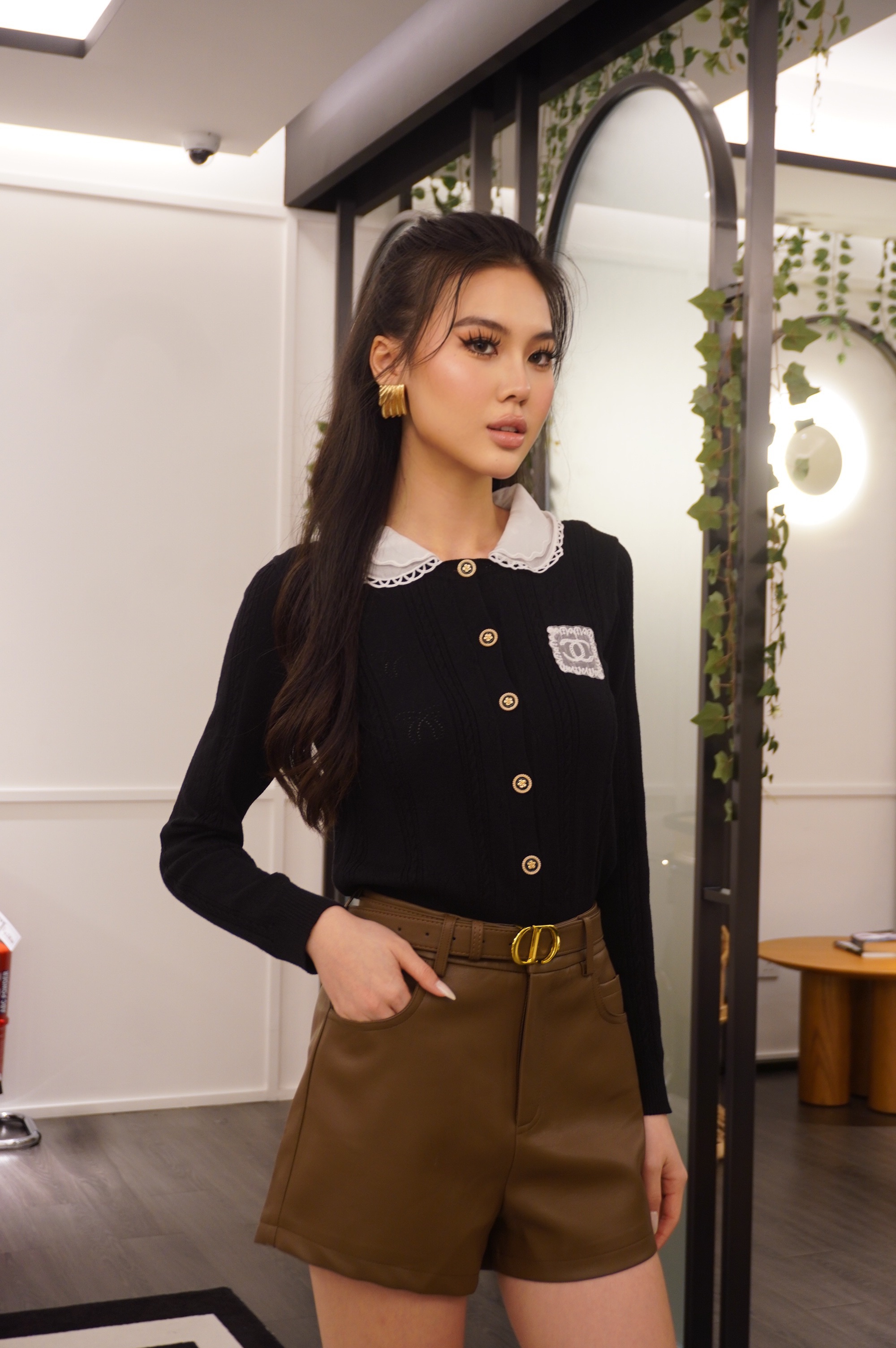 Lace-Collar Knit Cardigan MC2063