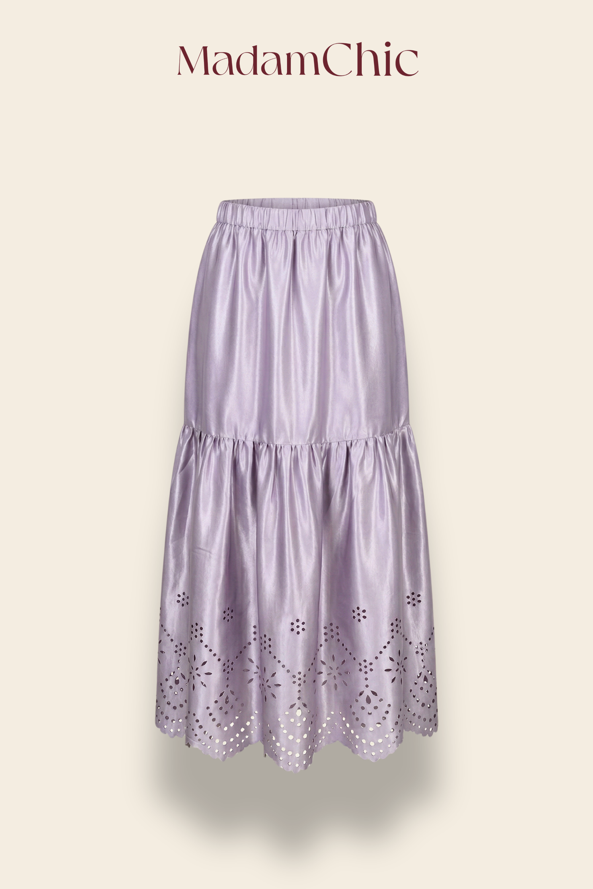 Eyelet Hem Tiered Midi Skirt MC2164