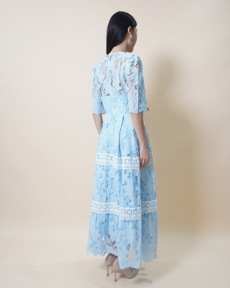 Blue Blossom Lace Maxi Dress CC360