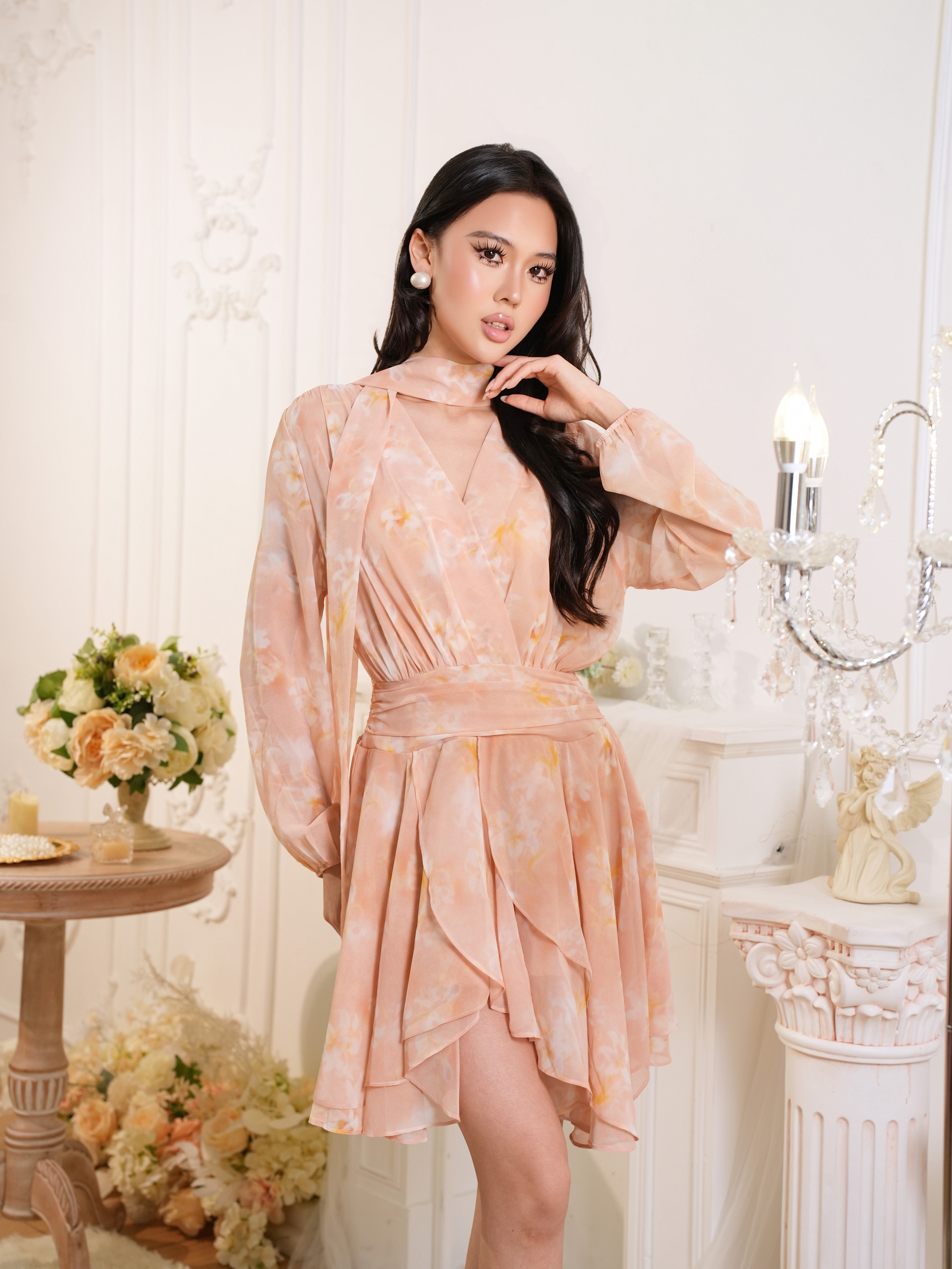 Mist Floral Wrap Midi Dress 1110