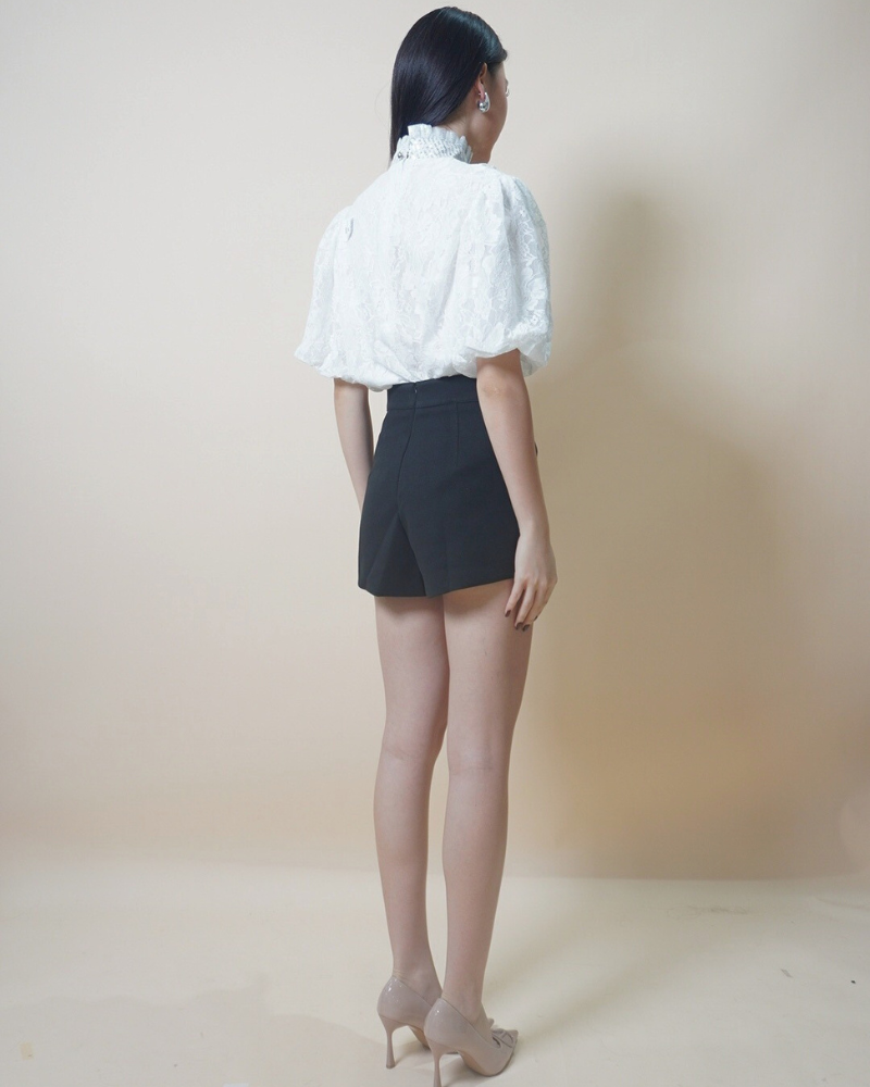 Noir Beaded Bib Blouse CC1258