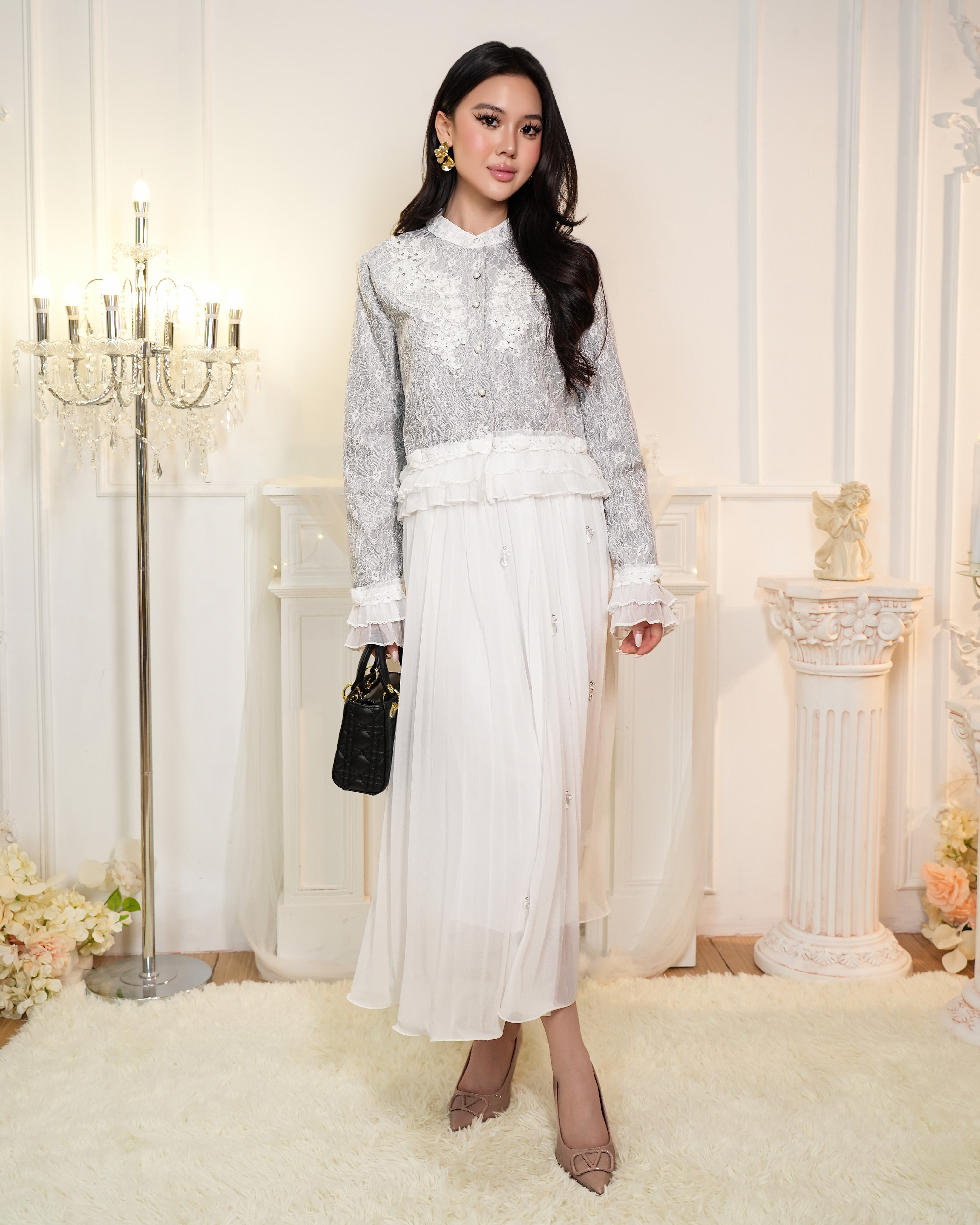 Contour Panel Layered Ruffle Blouse 9011