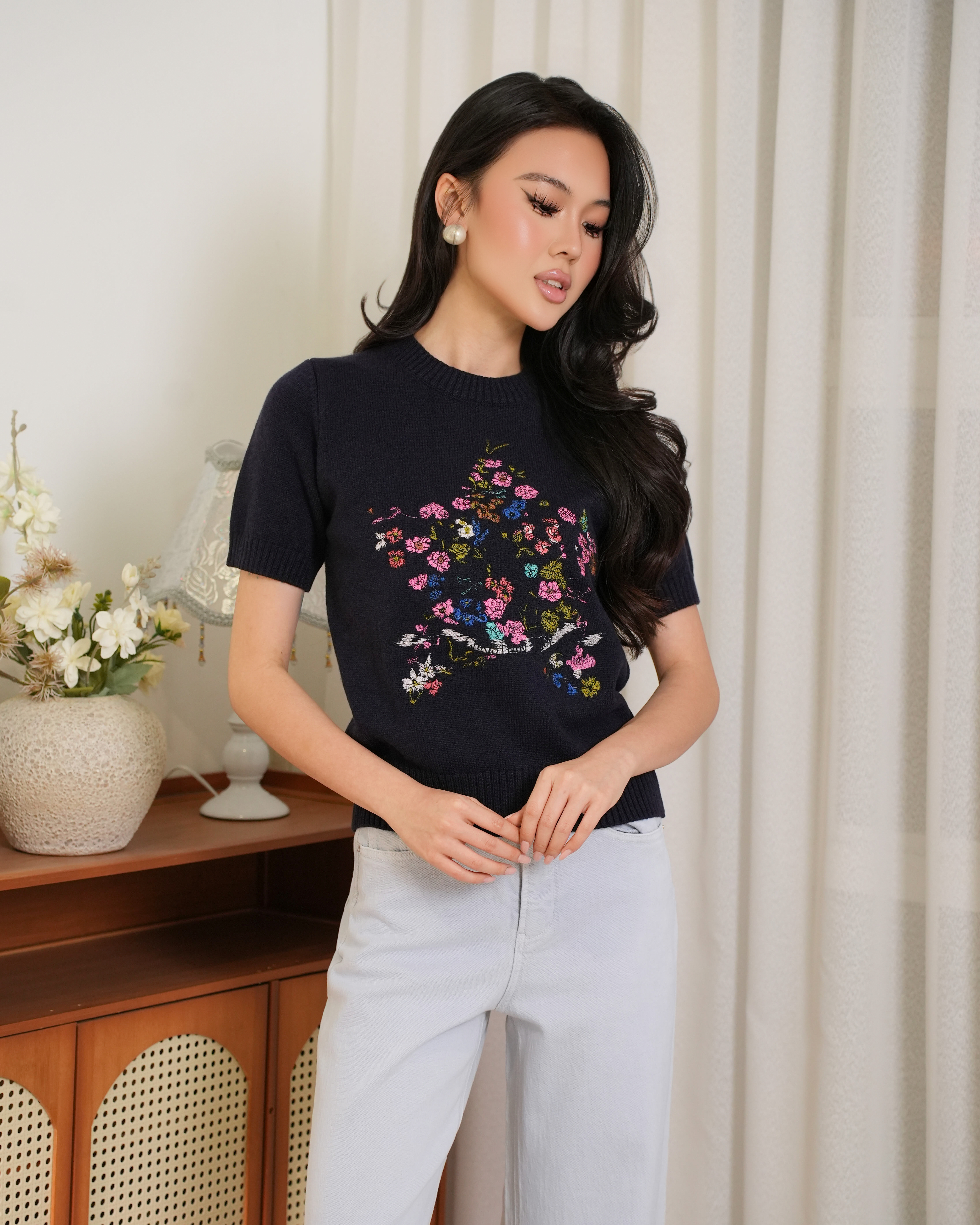 Fleuré Jardin floral Knit Top 2720