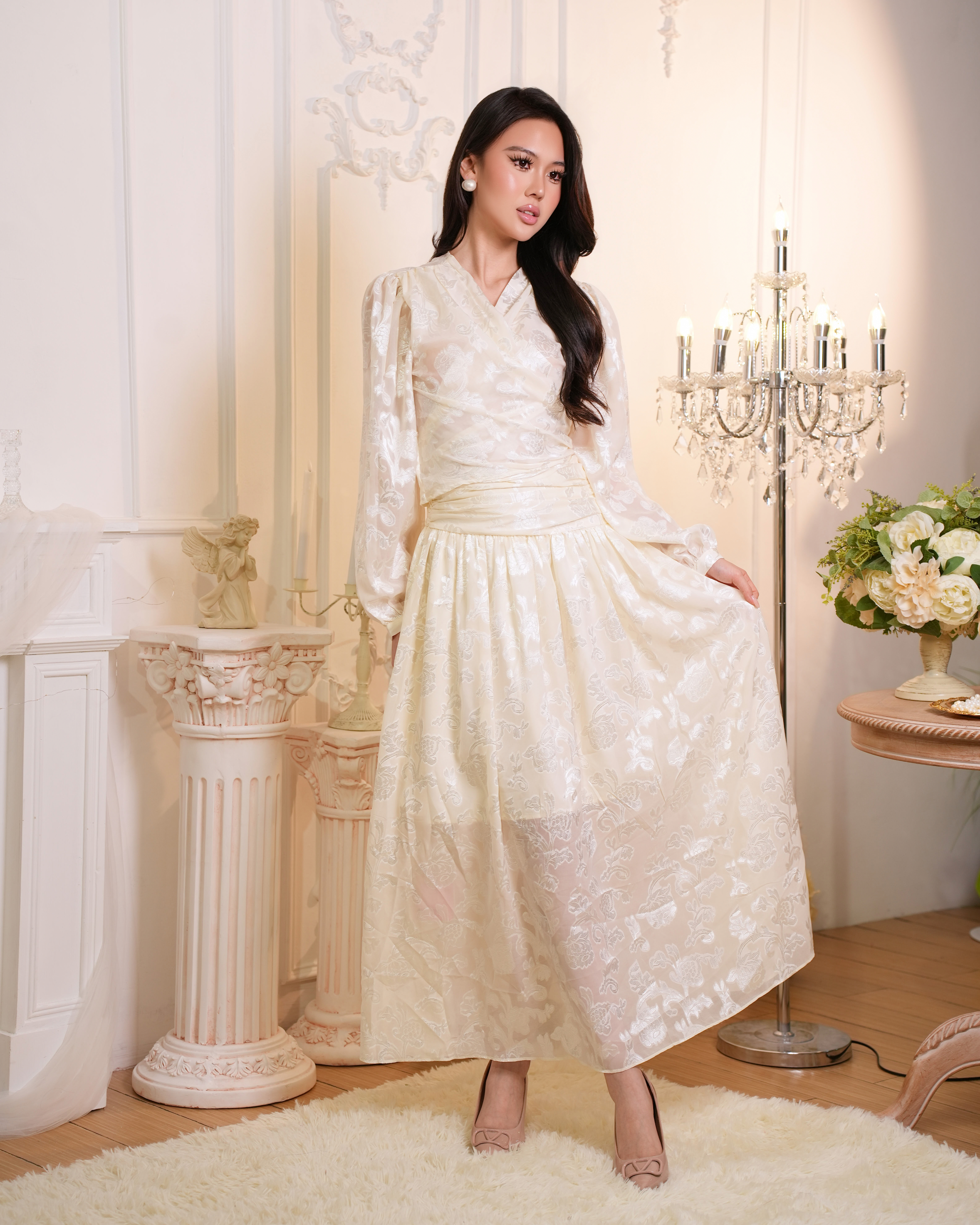 Aurielle Jacquard Wrap Top S20592