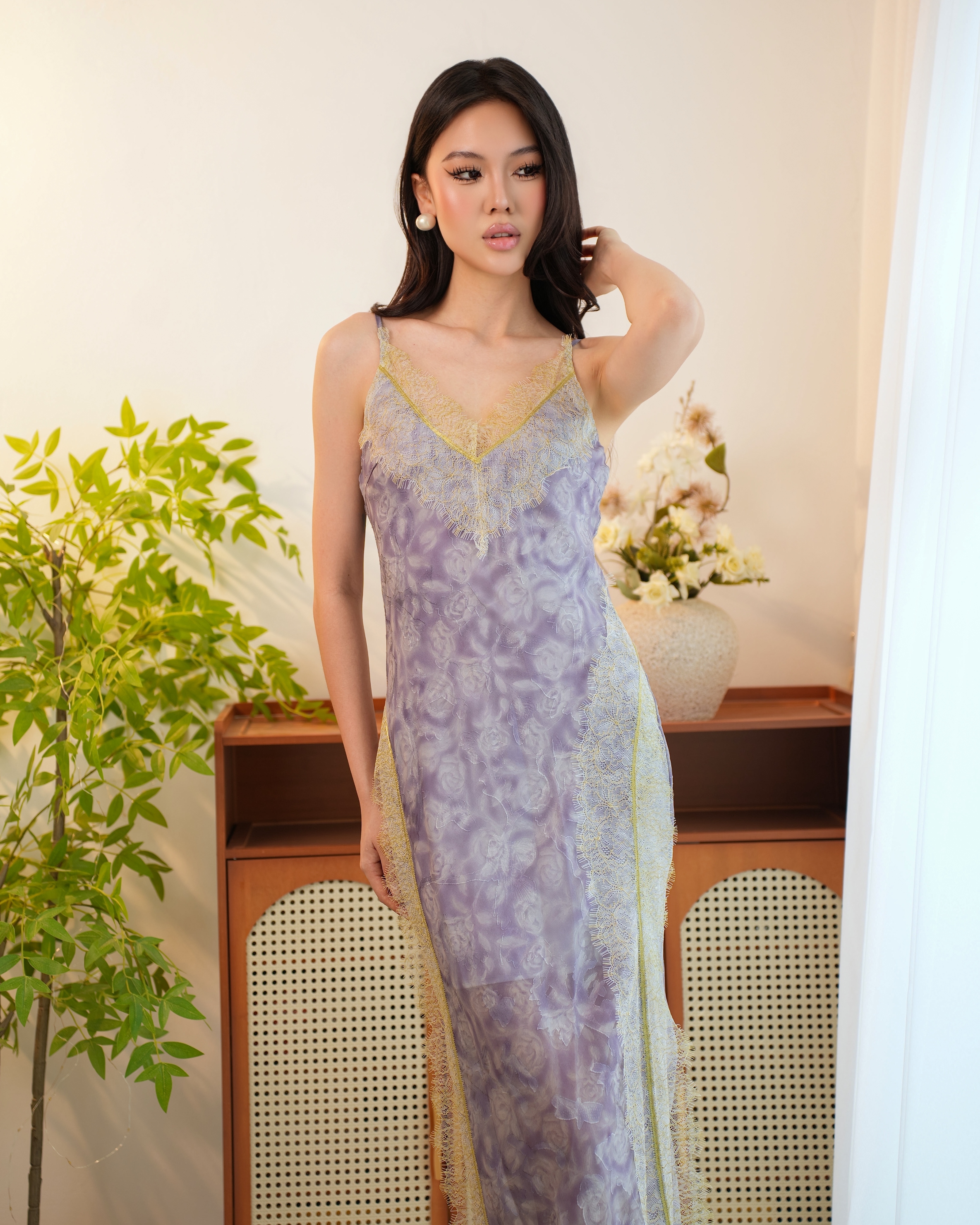 Moonveil Glimmer Lace Dress 2617- Purple